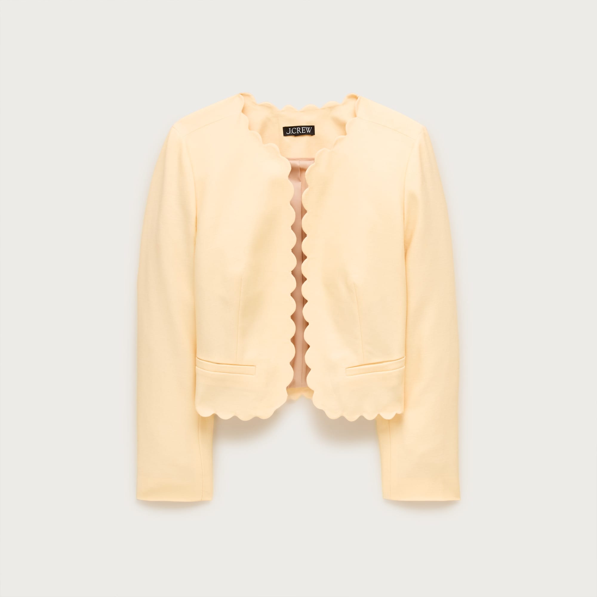 Louisa lady jacket with scalloped trim in Gramercy linen blend from J.Crew - $298