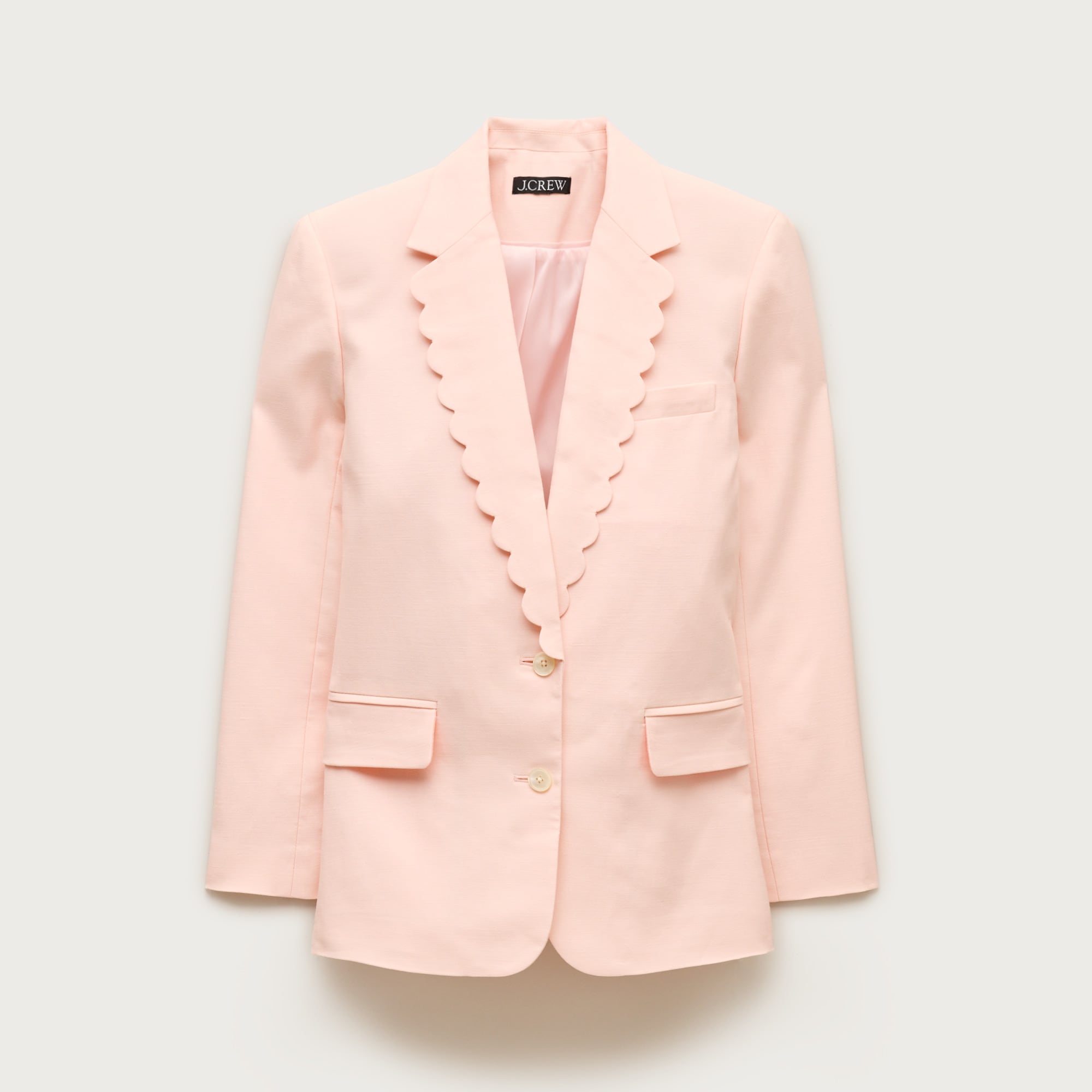 Gamine scallop-trim blazer in Gramercy linen blend