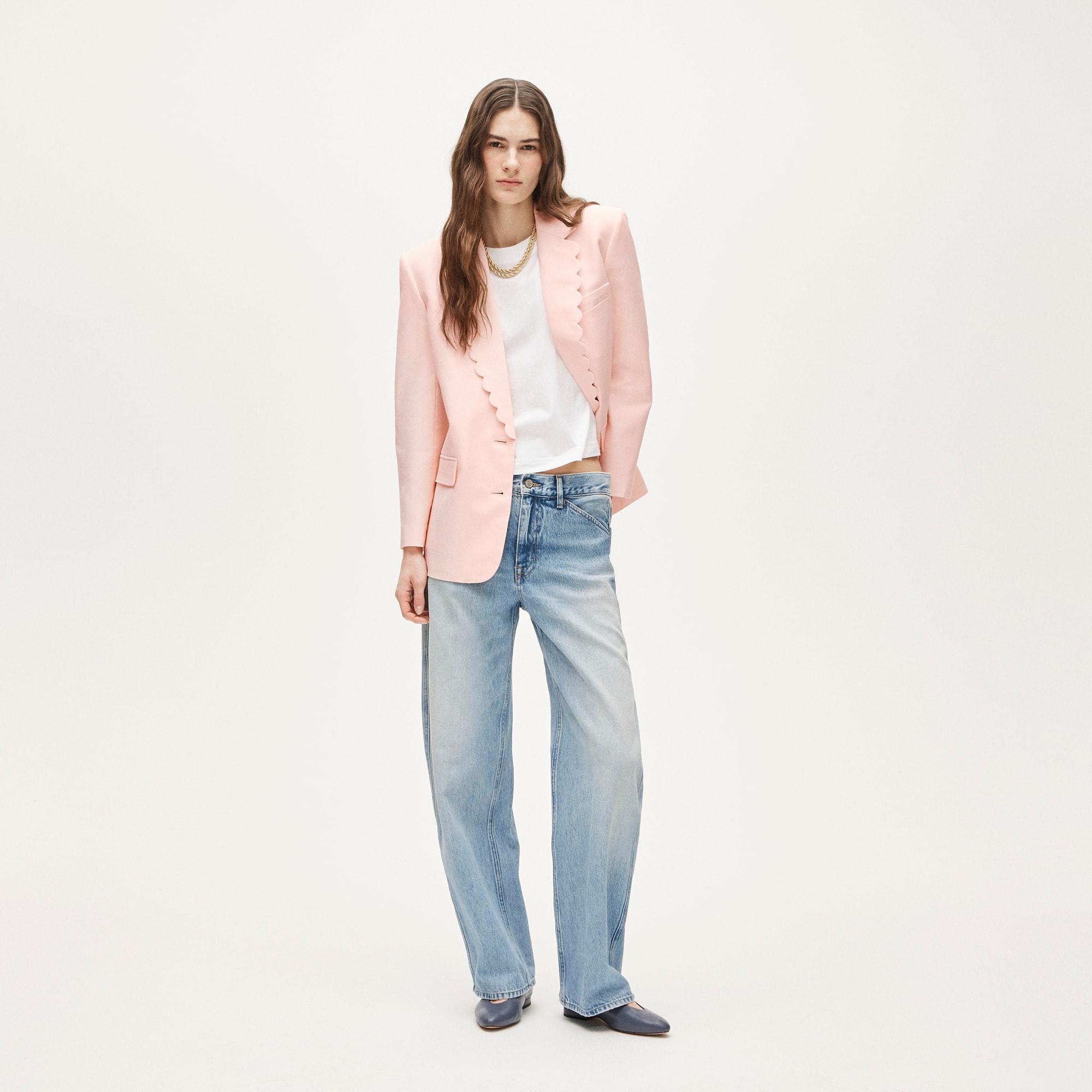 Gamine Scallop-trim Blazer In Gramercy Linen Blend For Women | J.Crew