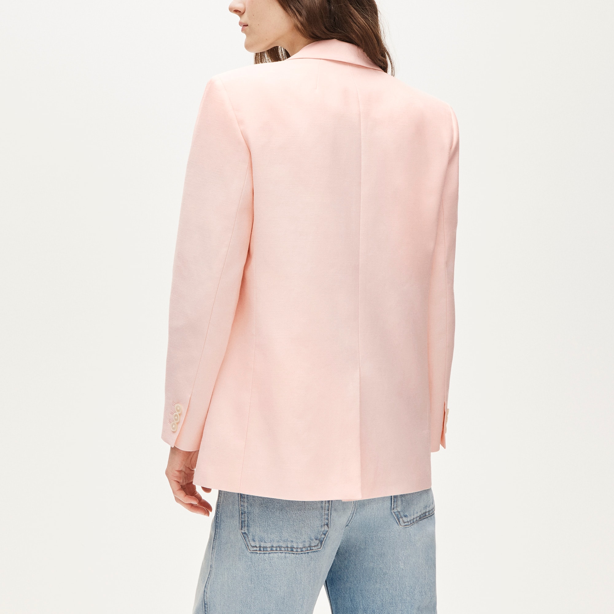 Gamine scallop-trim blazer in Gramercy linen blend