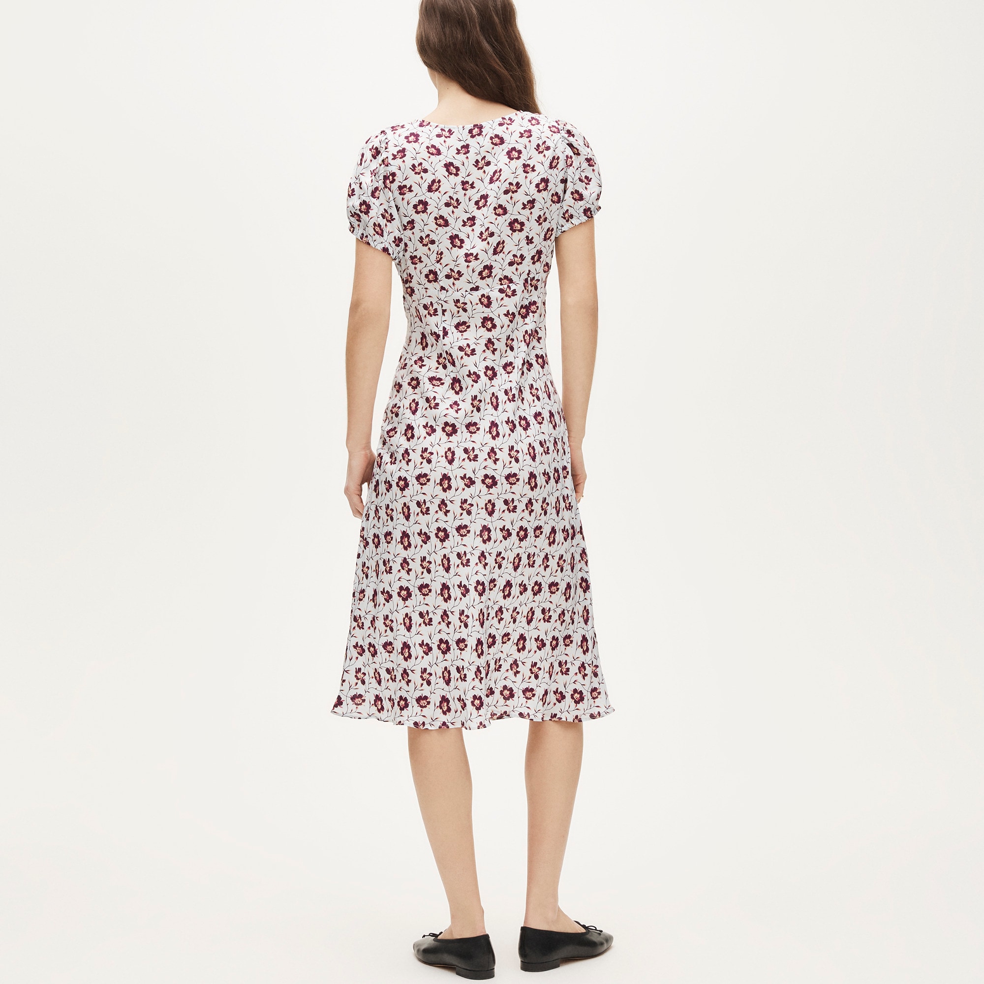 Lace dress in floral-print viscose twill