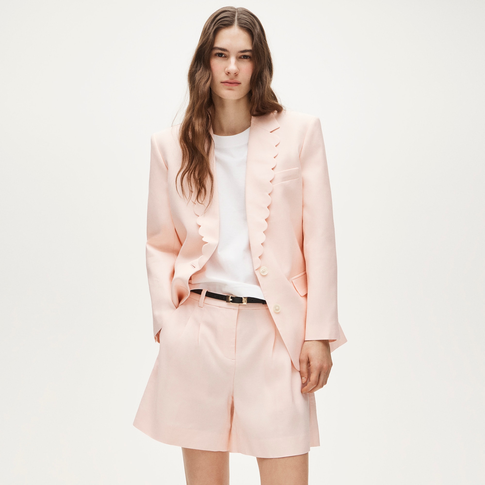 Pleated trouser short in Gramercy linen blend