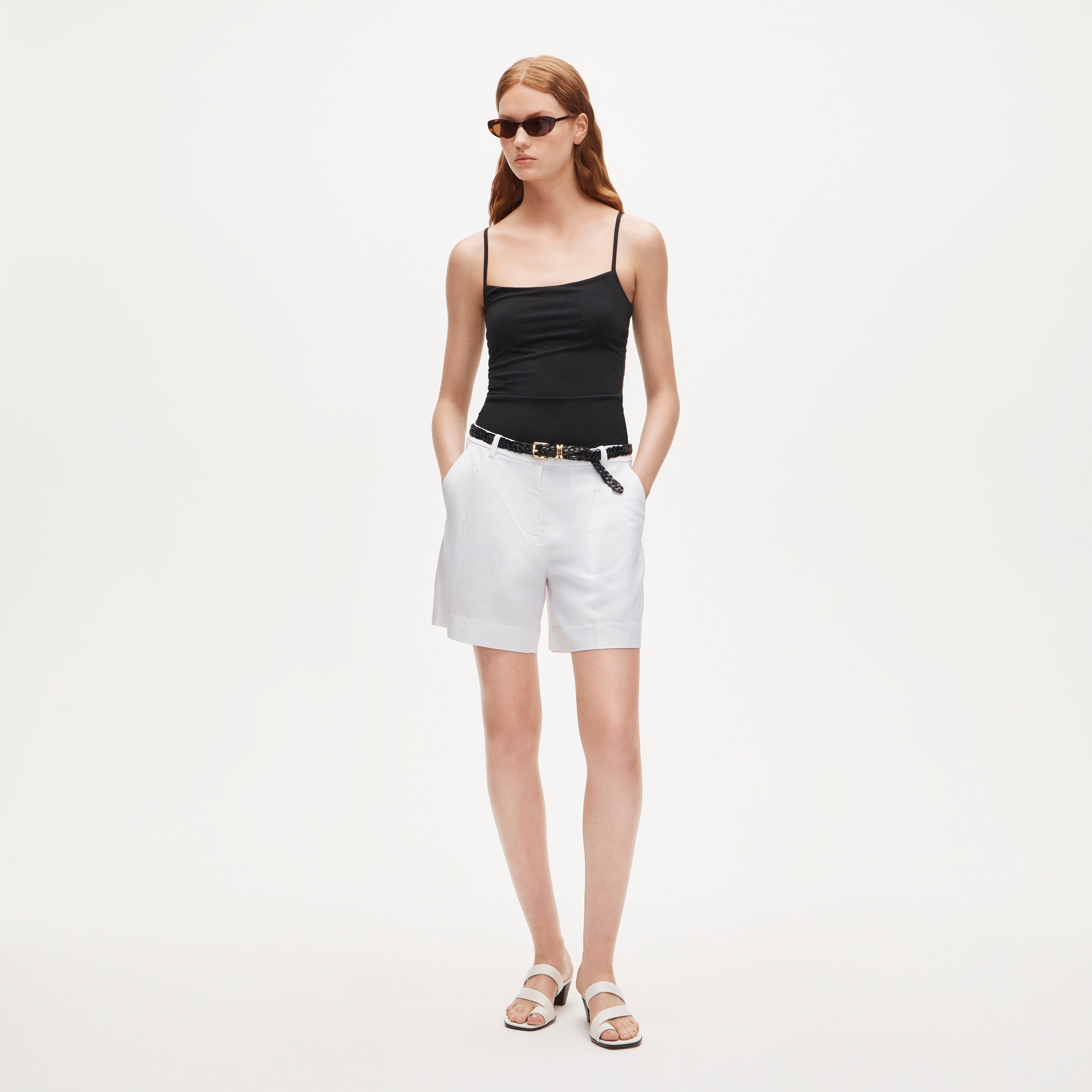 Pleated trouser short in Gramercy linen blend