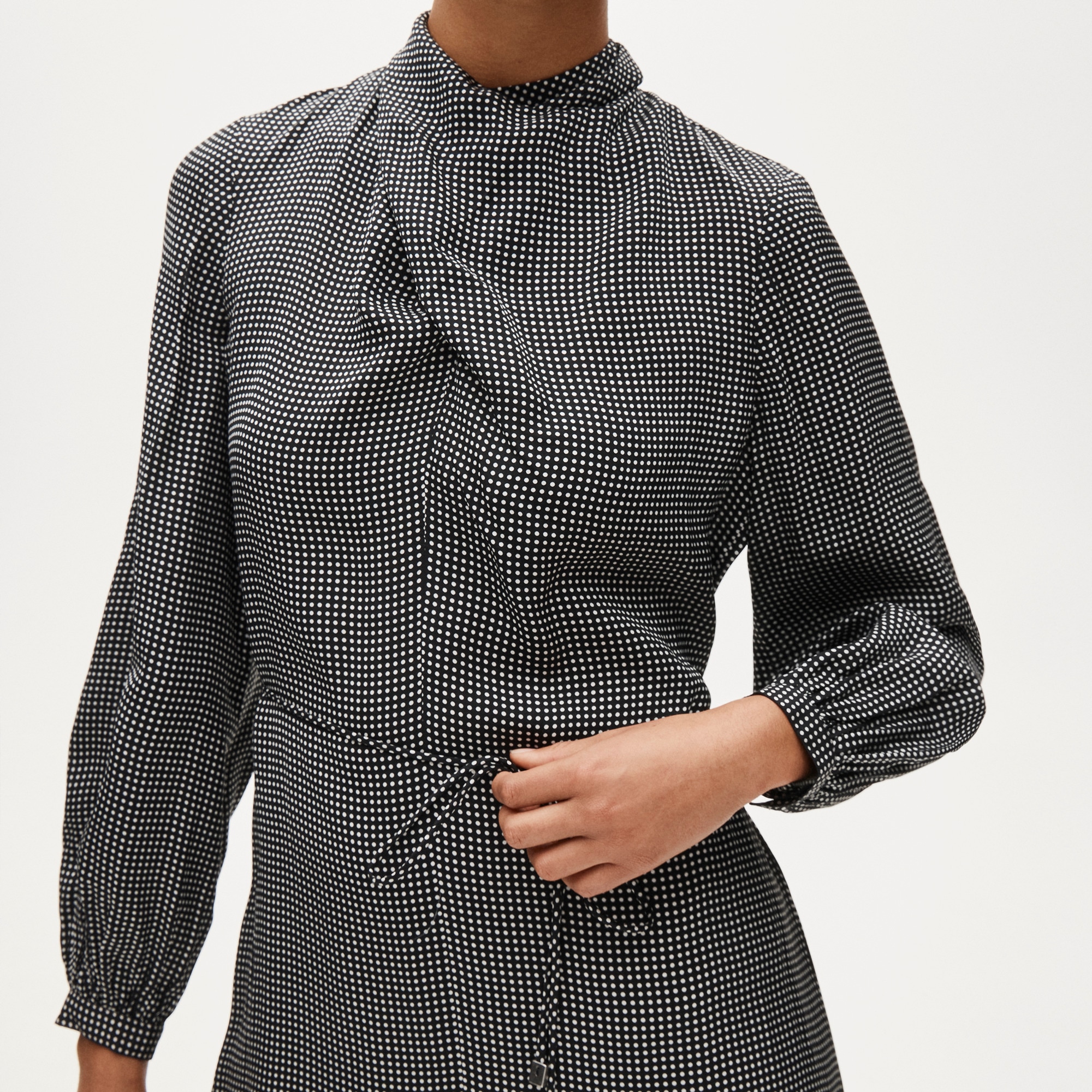 Scarf-neck midi shift dress - image 3