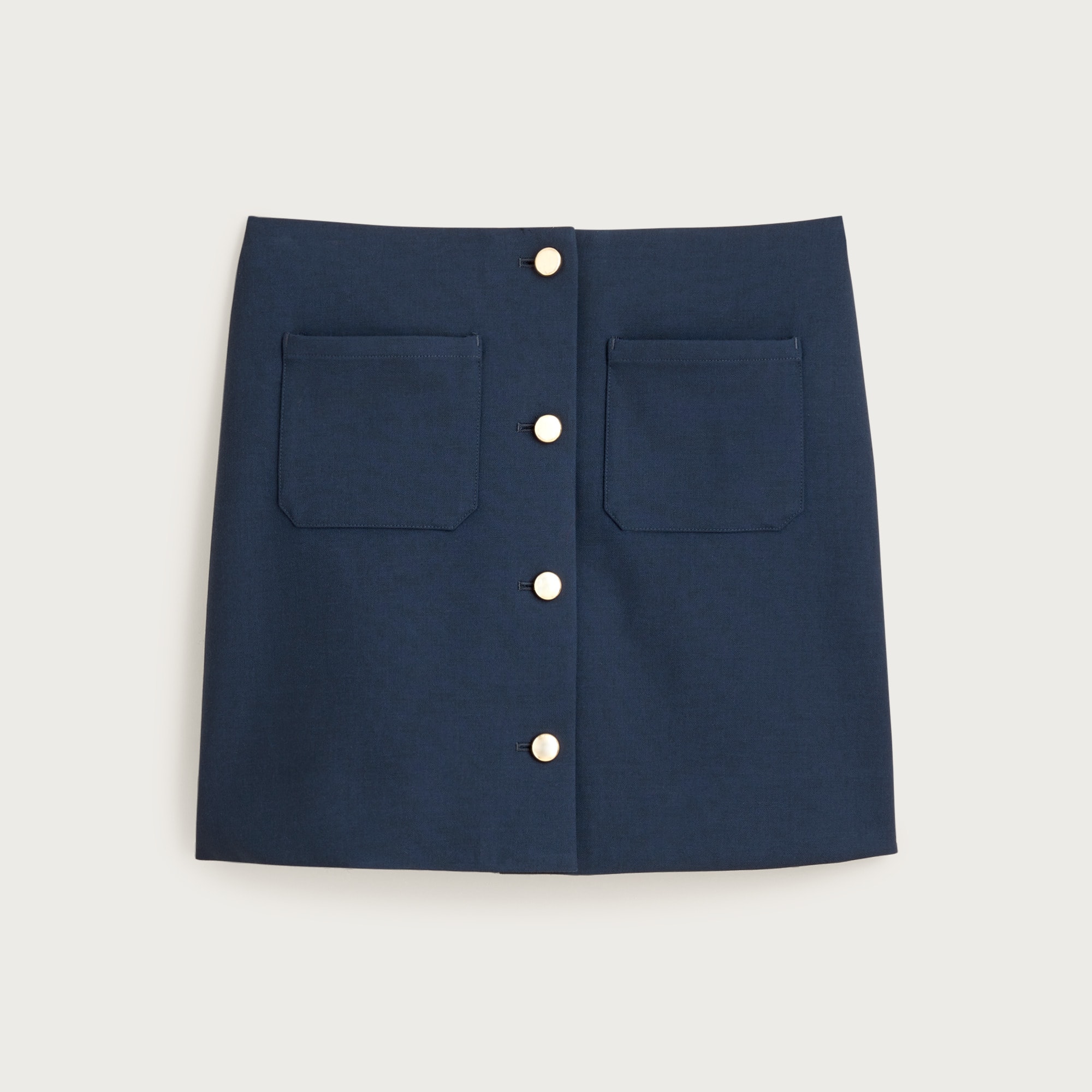 Fairfax mini button-front skirt in four-season stretch
