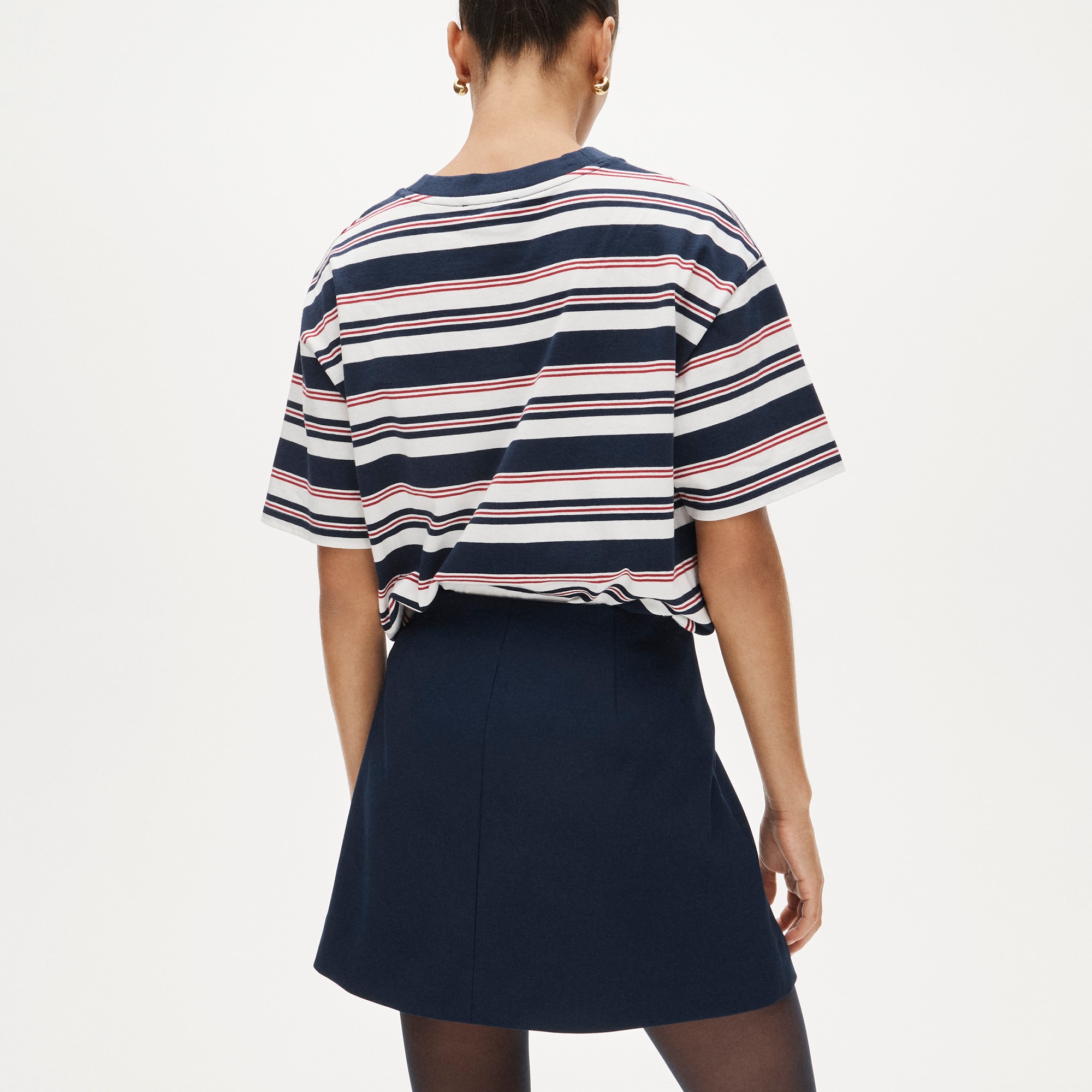 Fairfax mini button-front skirt in four-season stretch