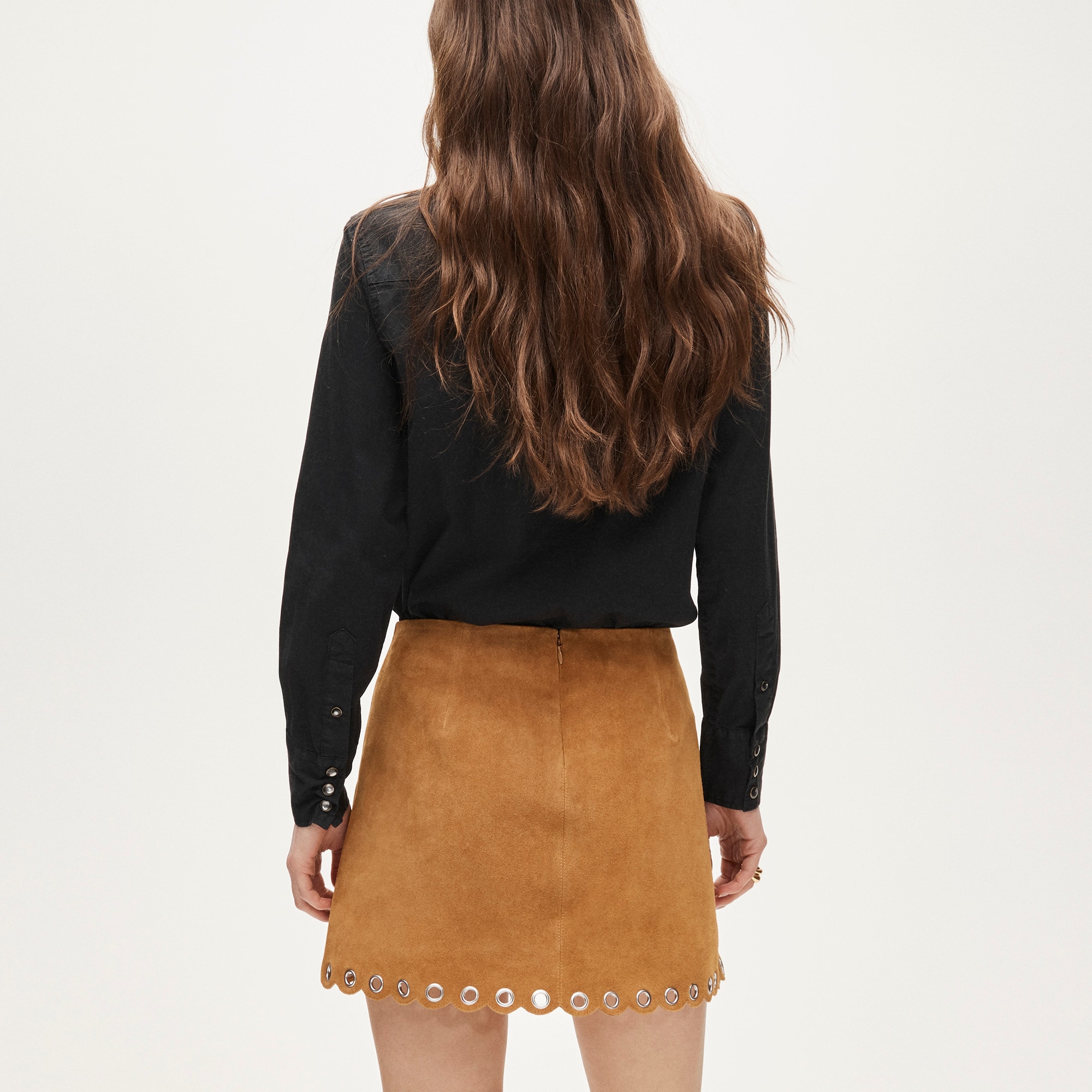 Collection Fairfax scalloped mini skirt in suede