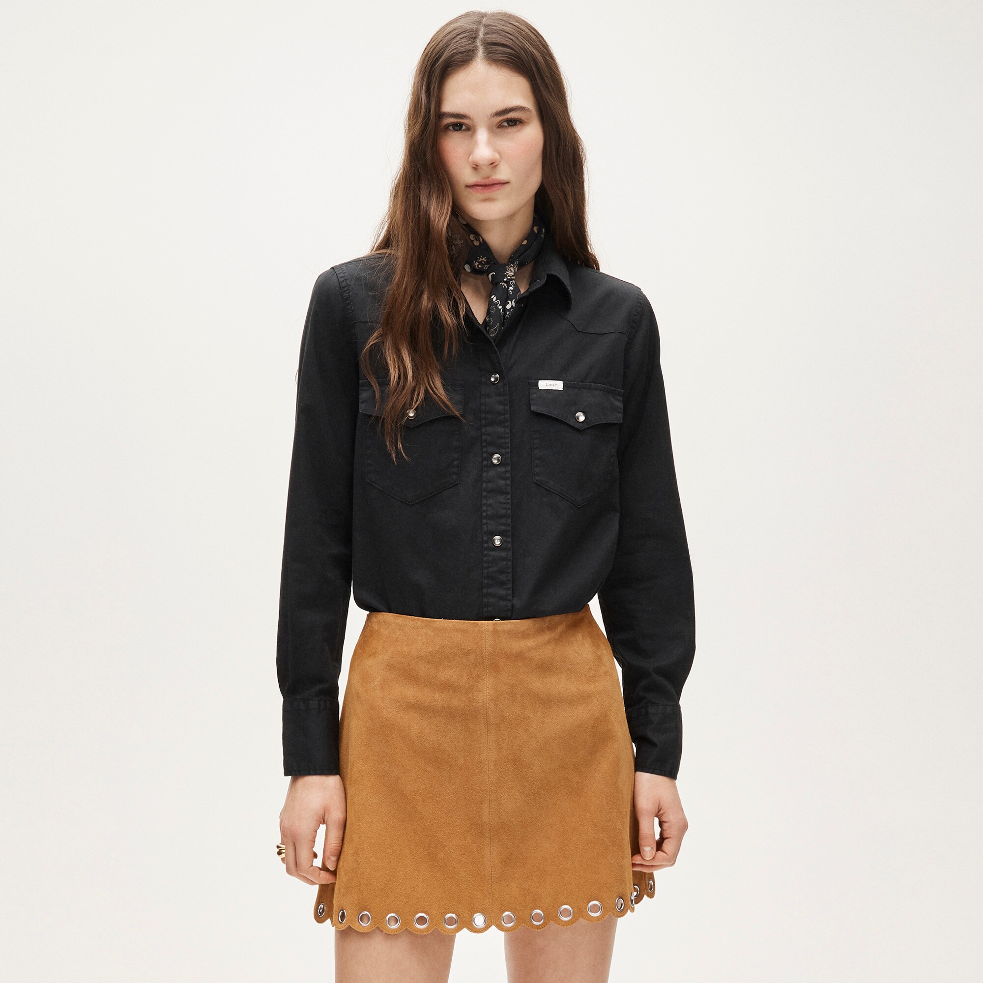 Collection Fairfax scalloped mini skirt in suede