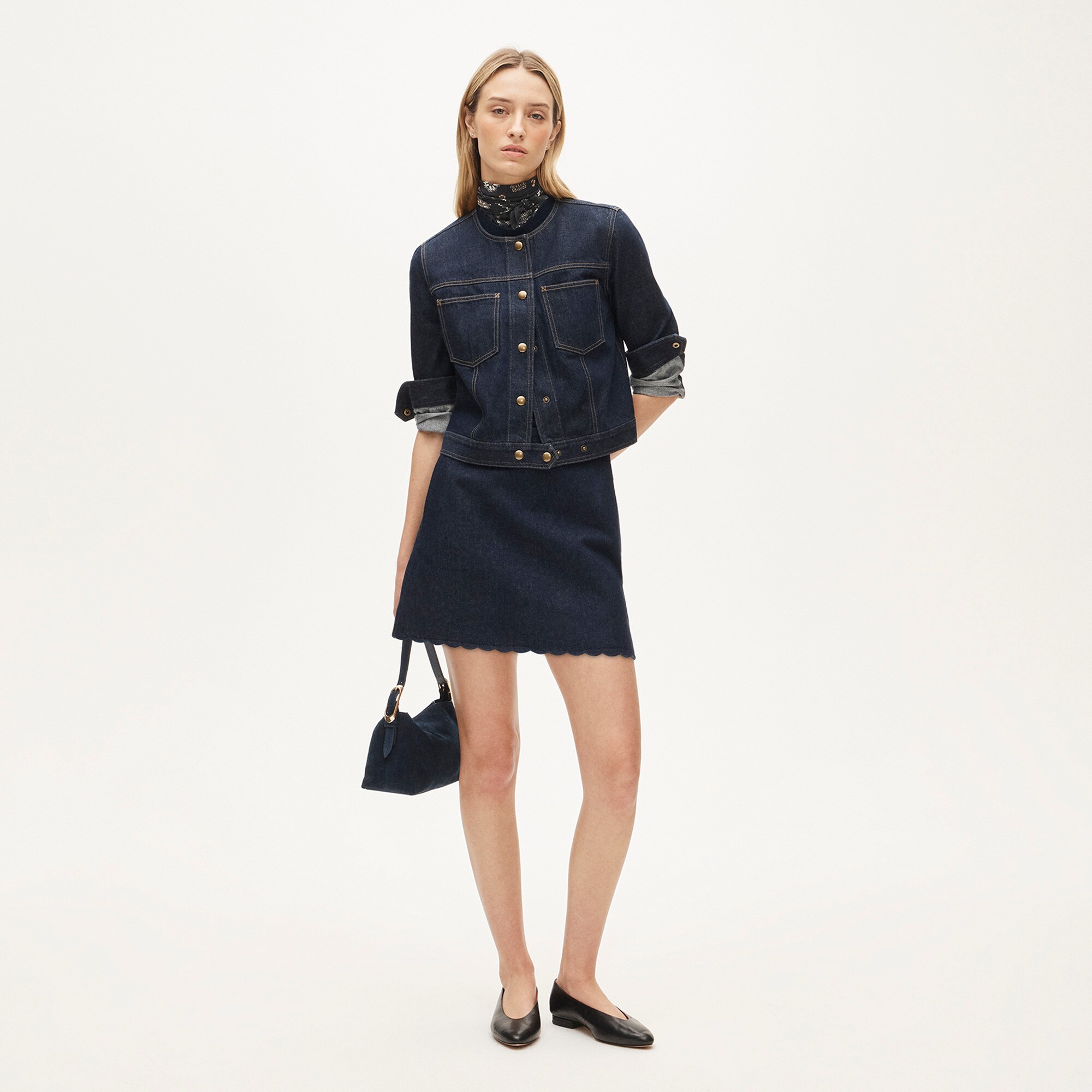 Fairfax scalloped mini skirt in denim