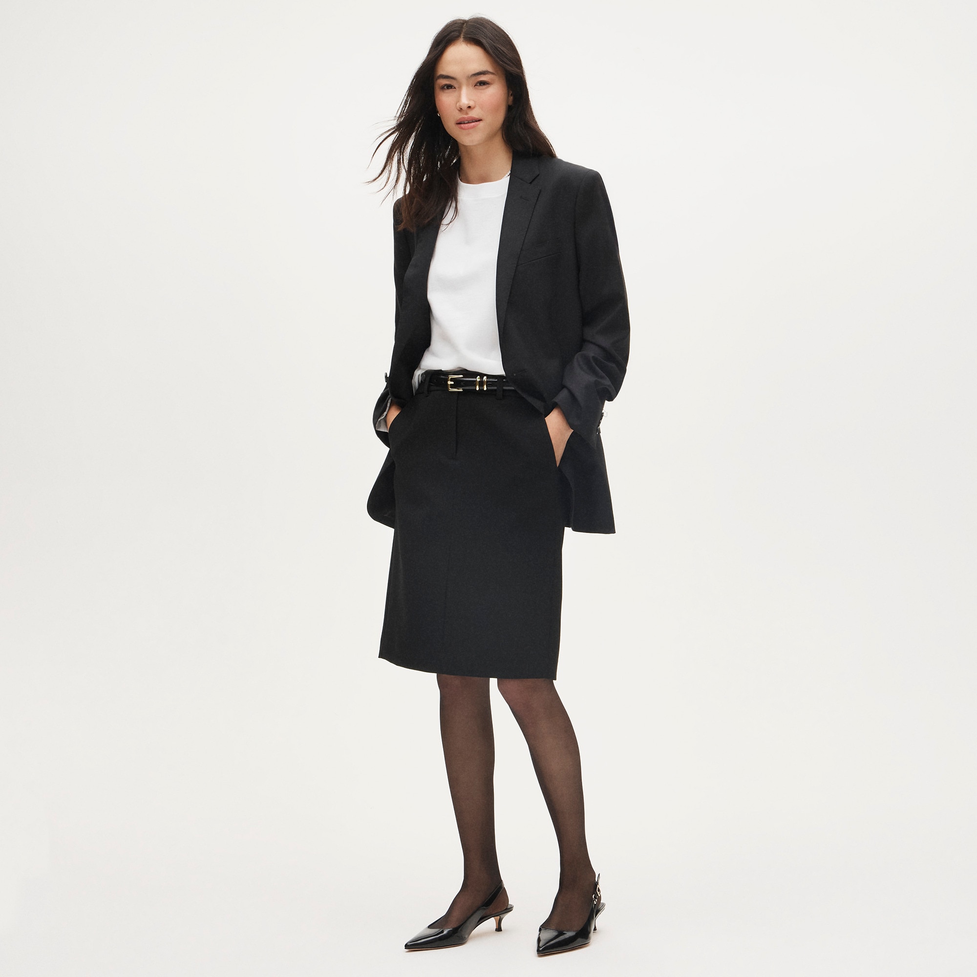 Petite trouser pencil skirt in four-season stretch - Black