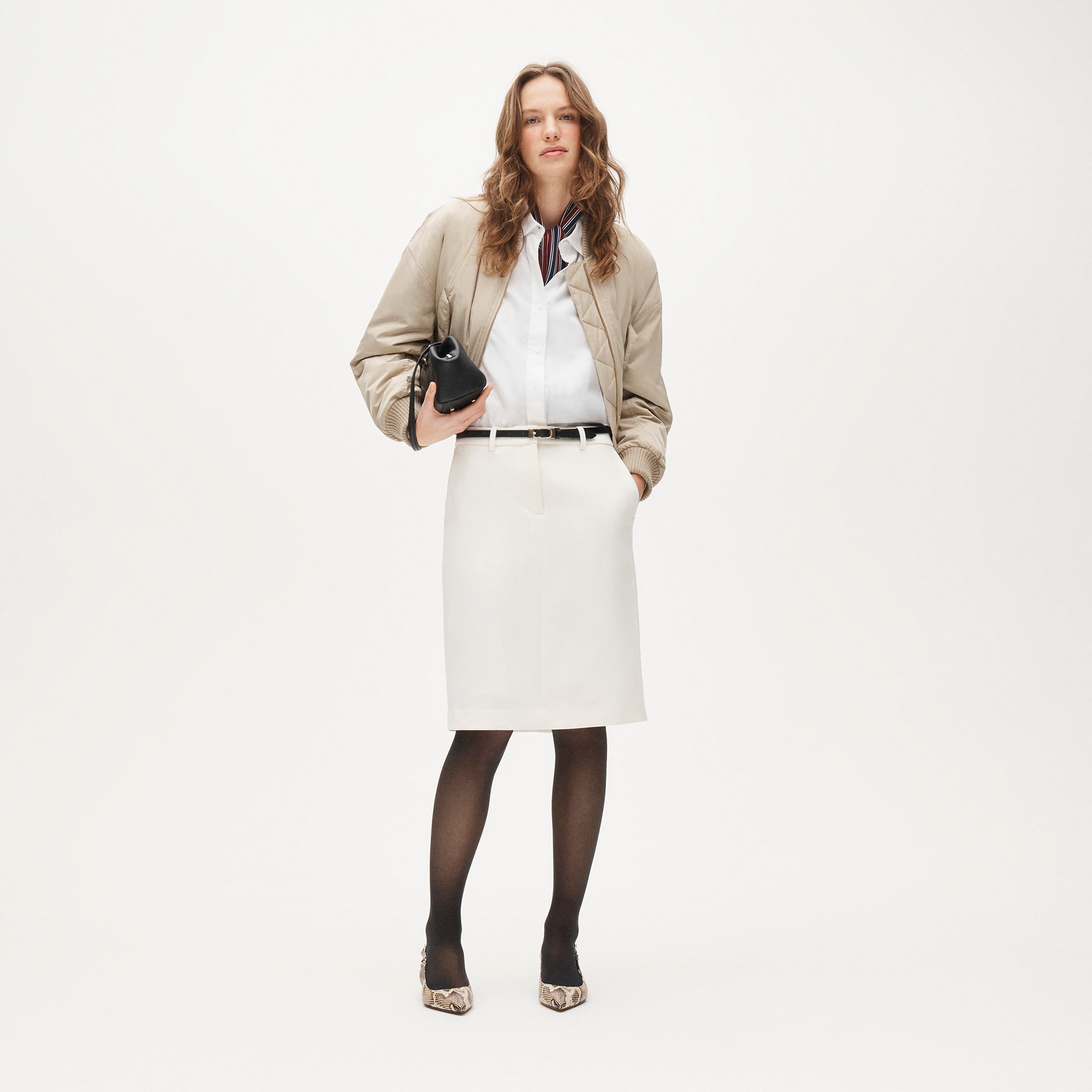 Petite trouser pencil skirt in four-season stretch - Natural