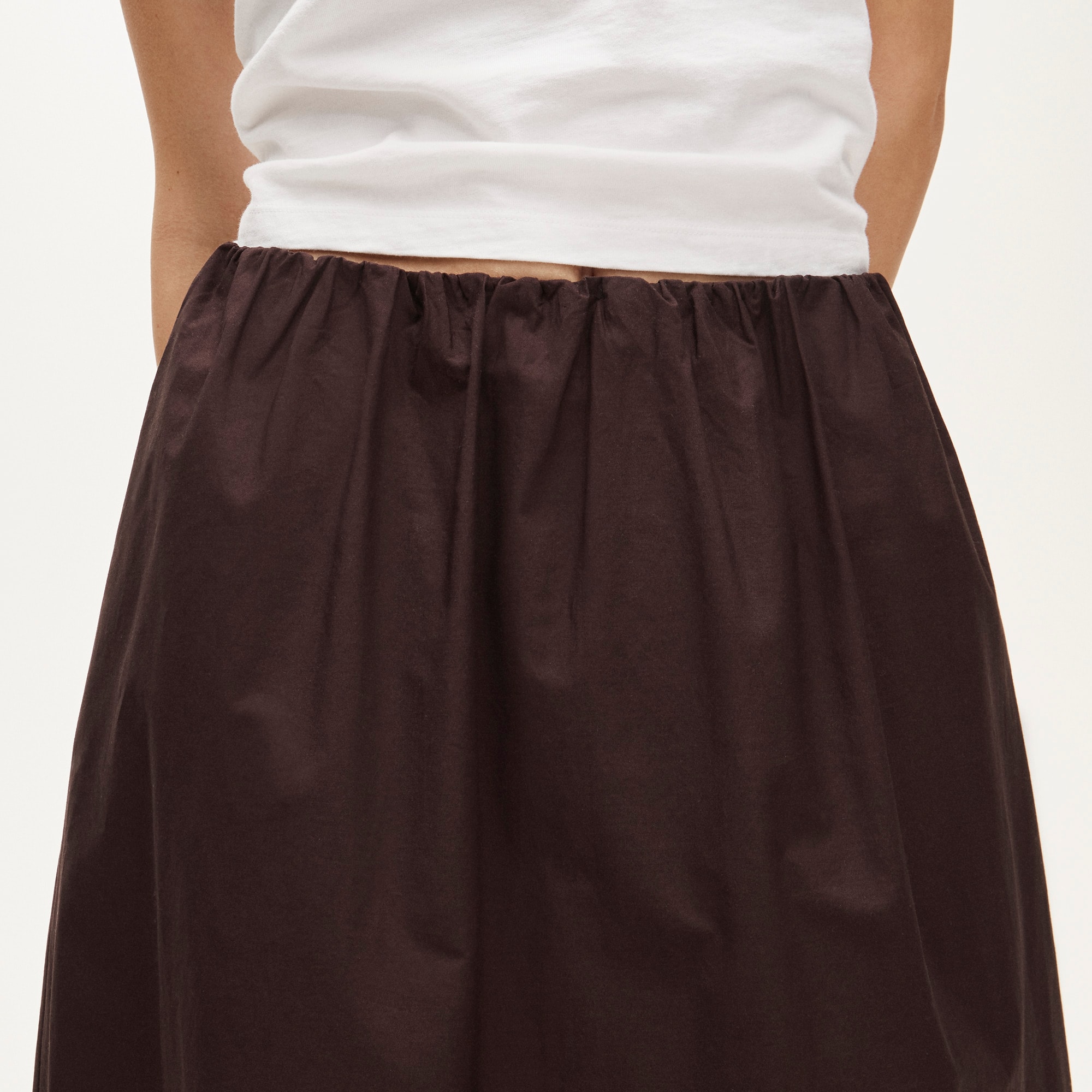 Pull-on midi skirt in cotton poplin - image 3