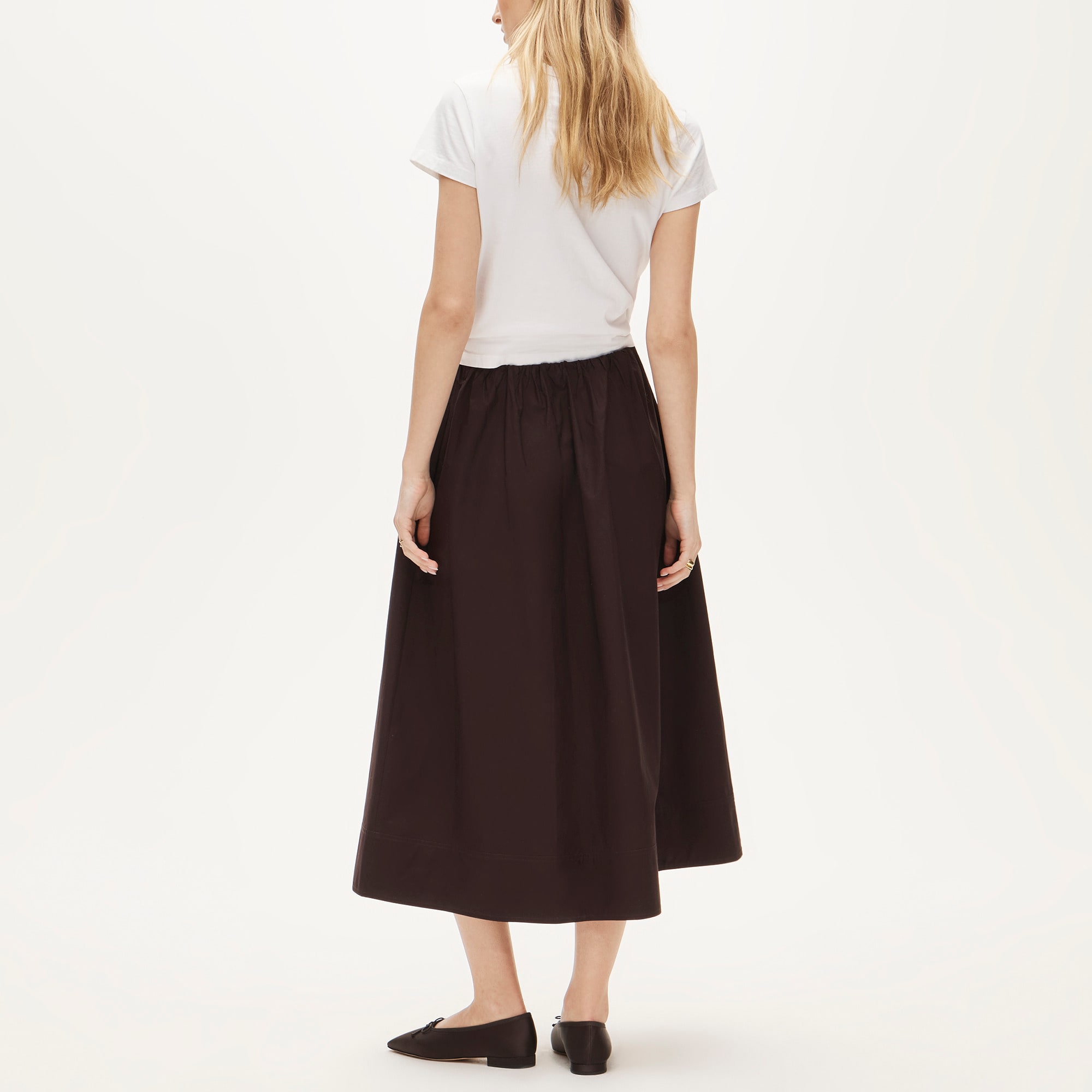Pull-on midi skirt in cotton poplin - image 4