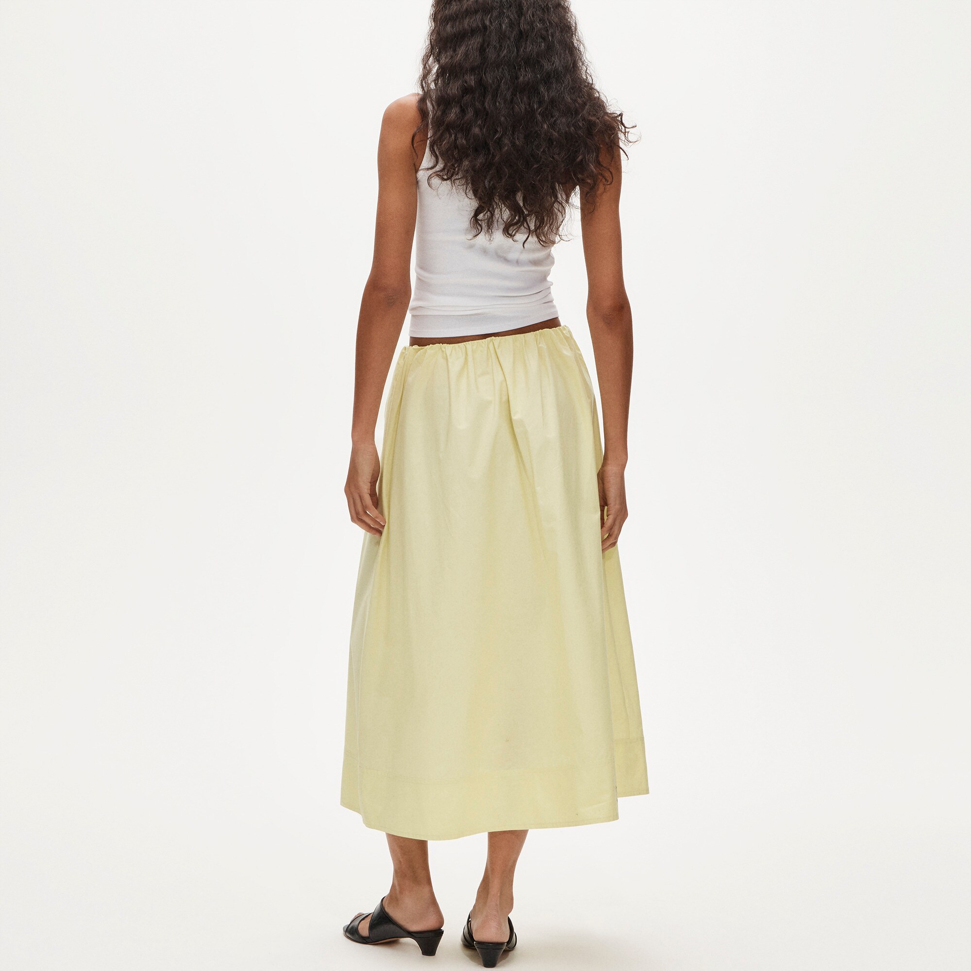 Pull-on midi skirt in cotton poplin