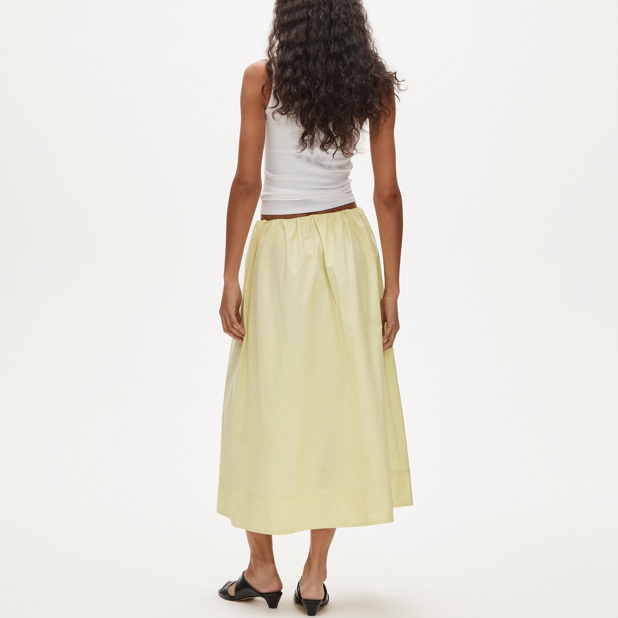 Pull-on midi skirt in cotton poplin