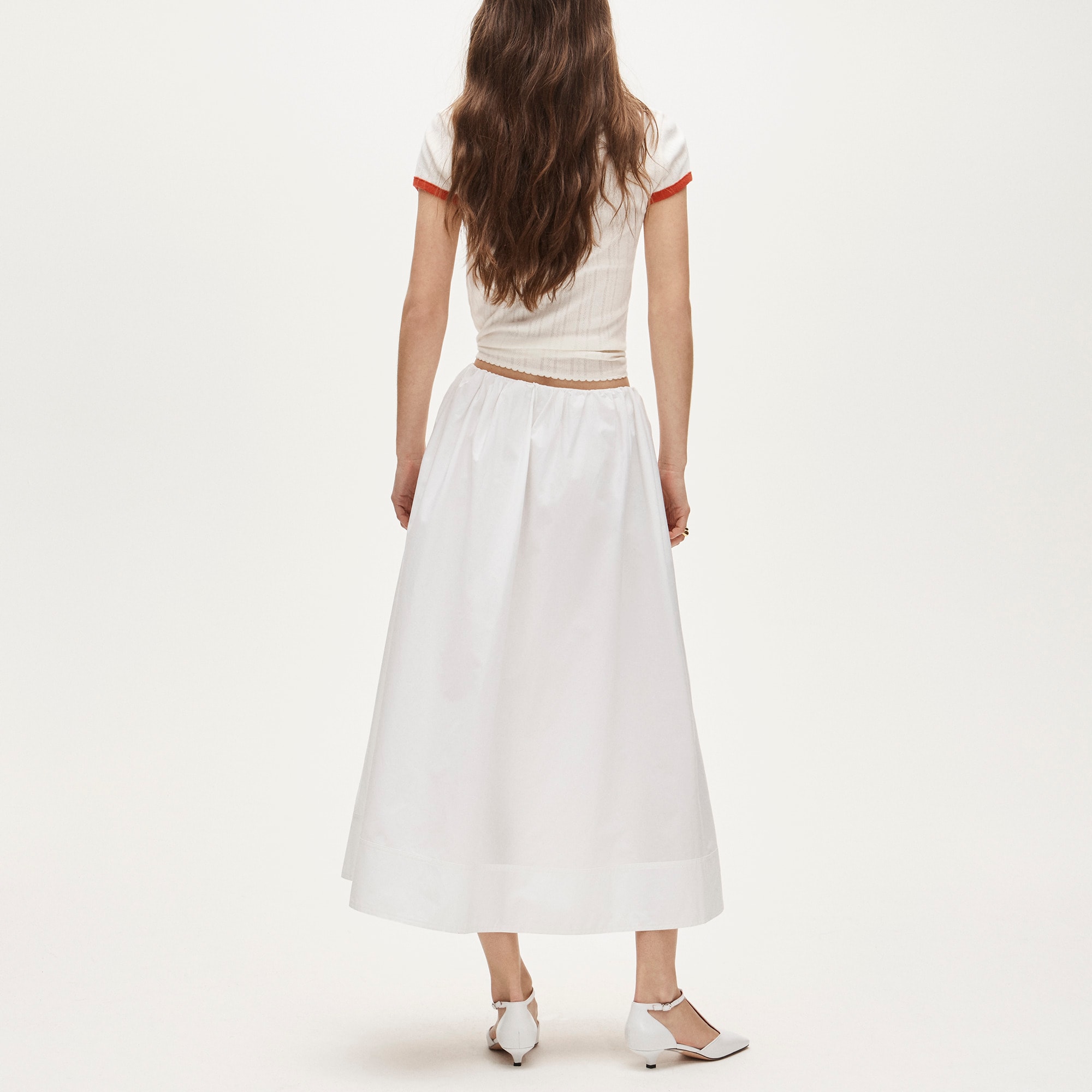 Pull-on midi skirt in cotton poplin - image 4