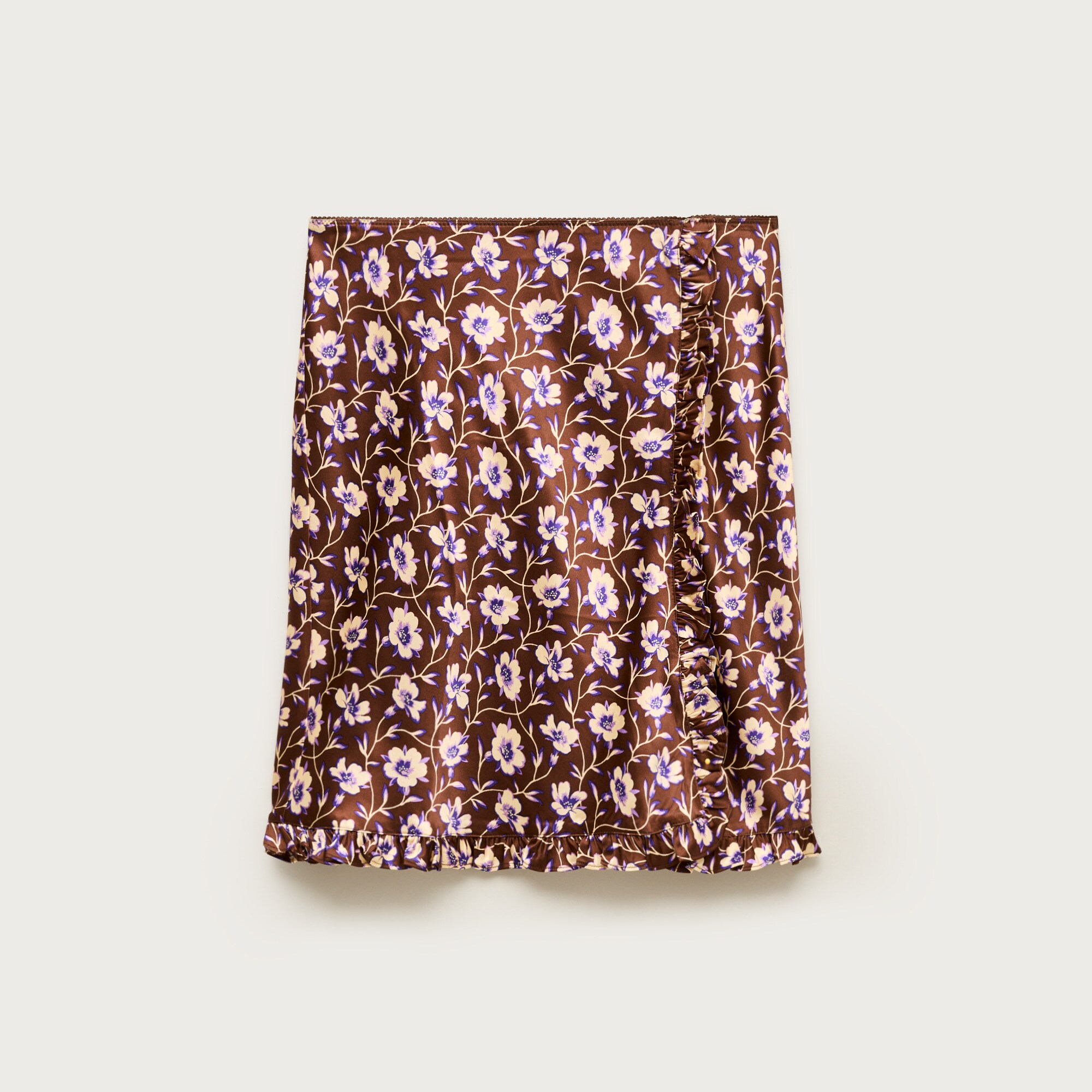 Side-ruffle Slip Skirt In Viscose Charmeuse Floral For Women | J.Crew