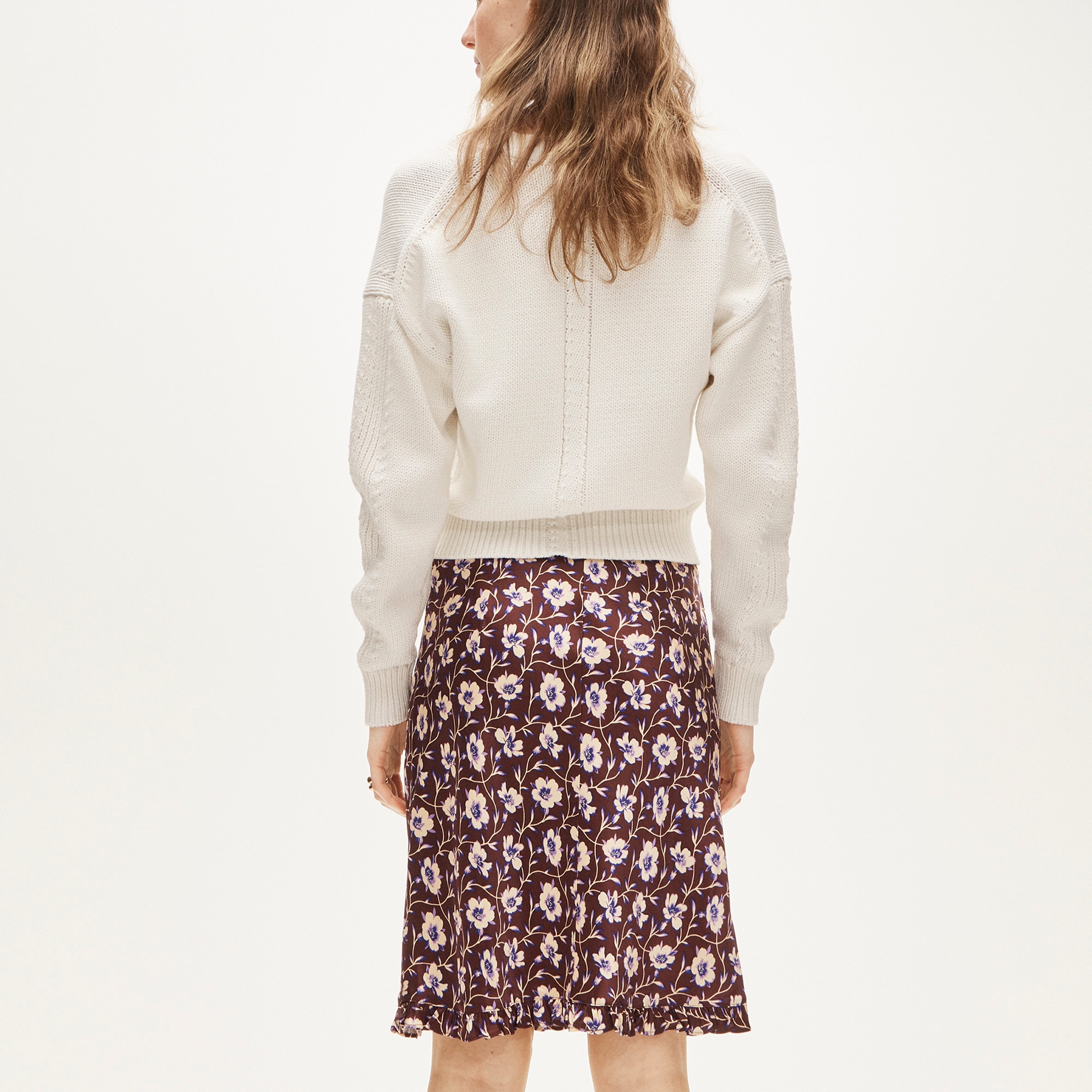 Side-ruffle Slip Skirt In Viscose Charmeuse Floral For Women | J.Crew