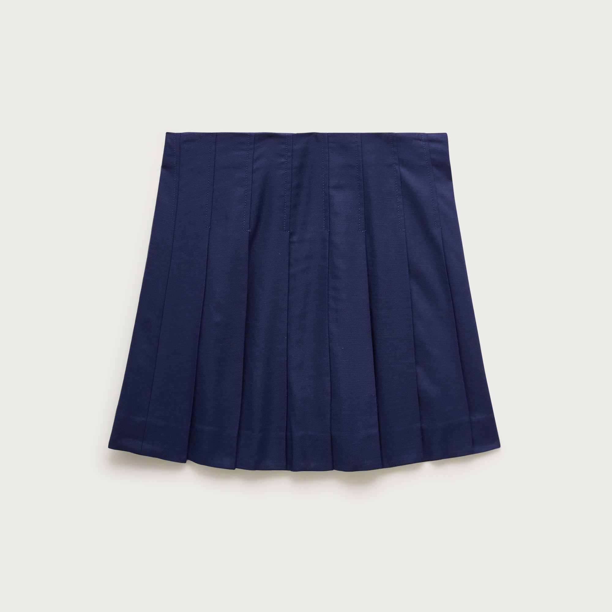 Pleated mini skirt in Gramercy linen blend