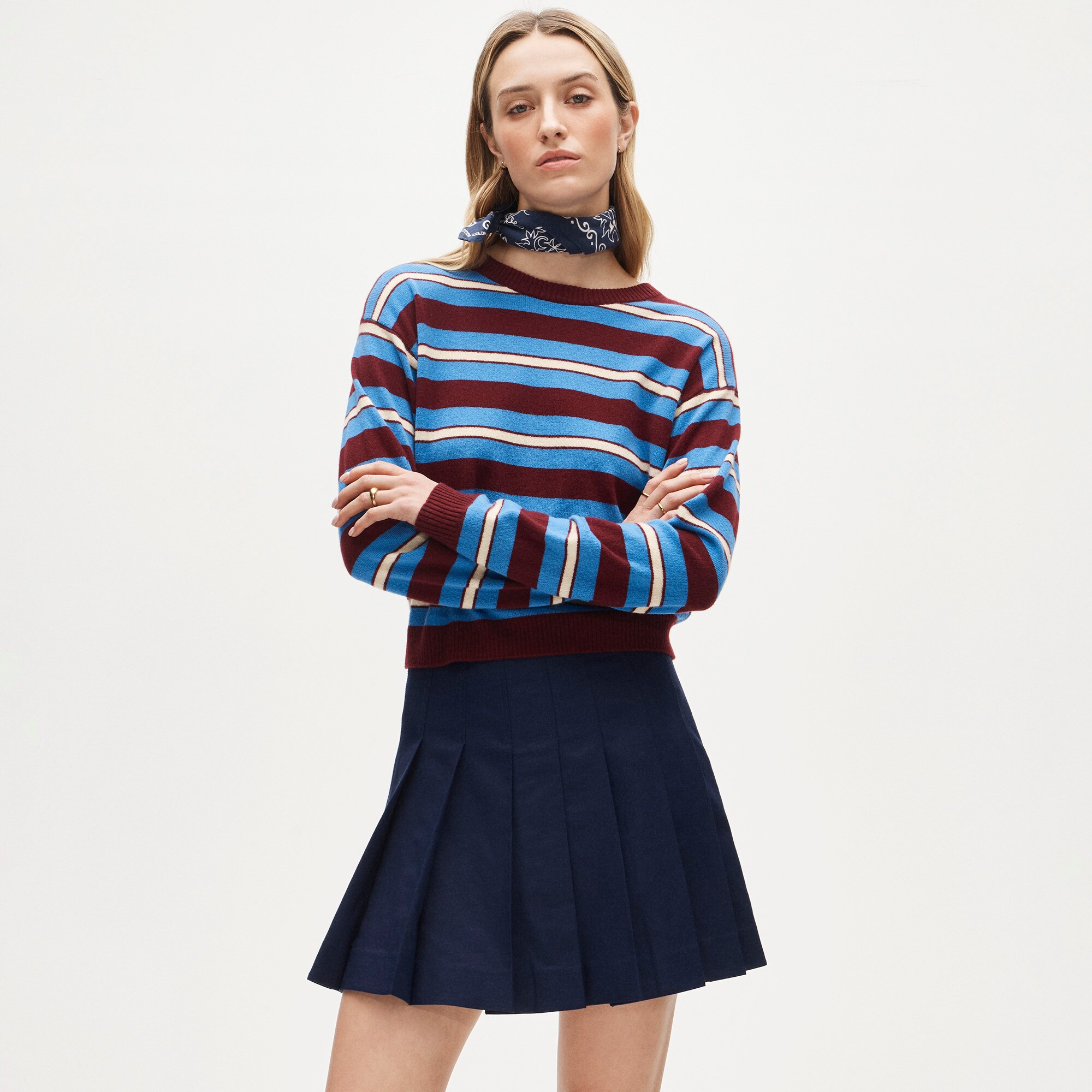 Pleated mini skirt in Gramercy linen blend