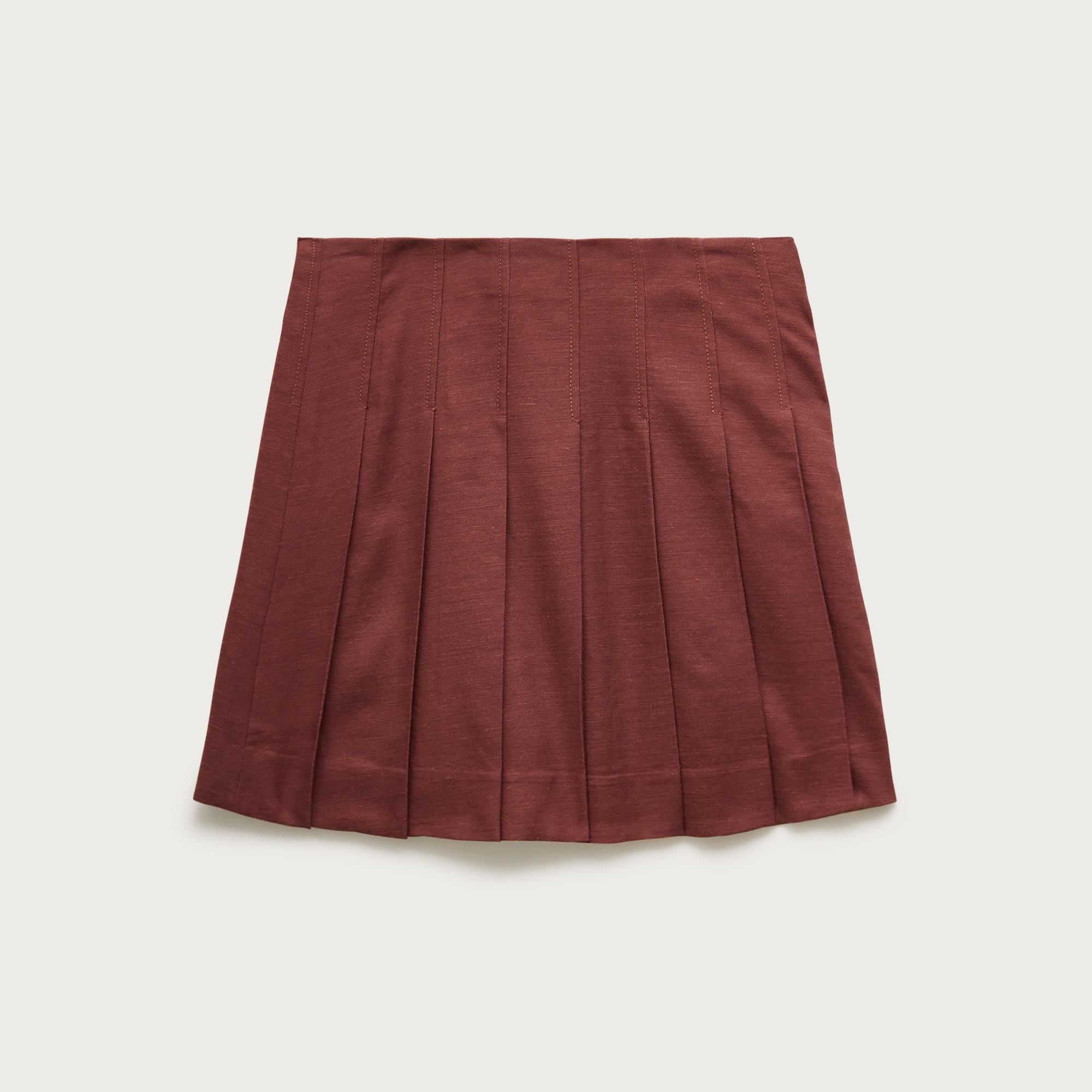 Pleated mini skirt in Gramercy linen blend