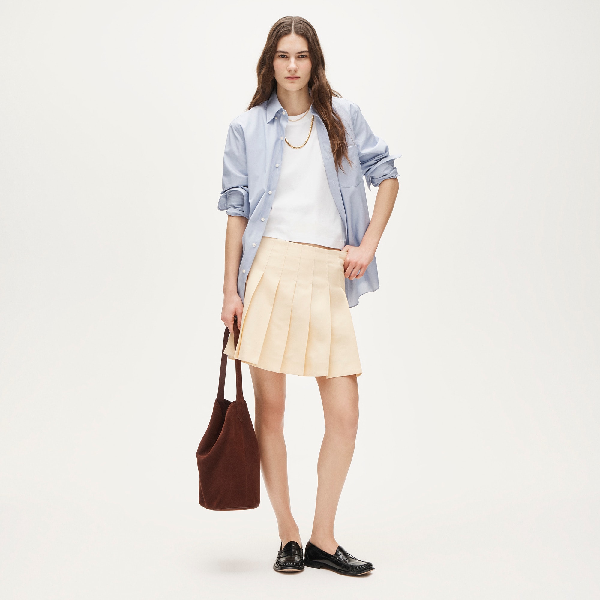 Pleated Mini Skirt In Gramercy Linen Blend For Women | J.Crew
