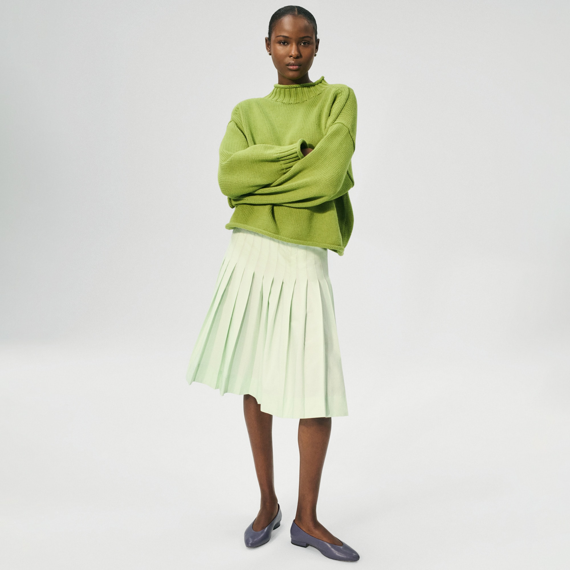 Pleated Skirt In Cotton Poplin For Women | J.Crew