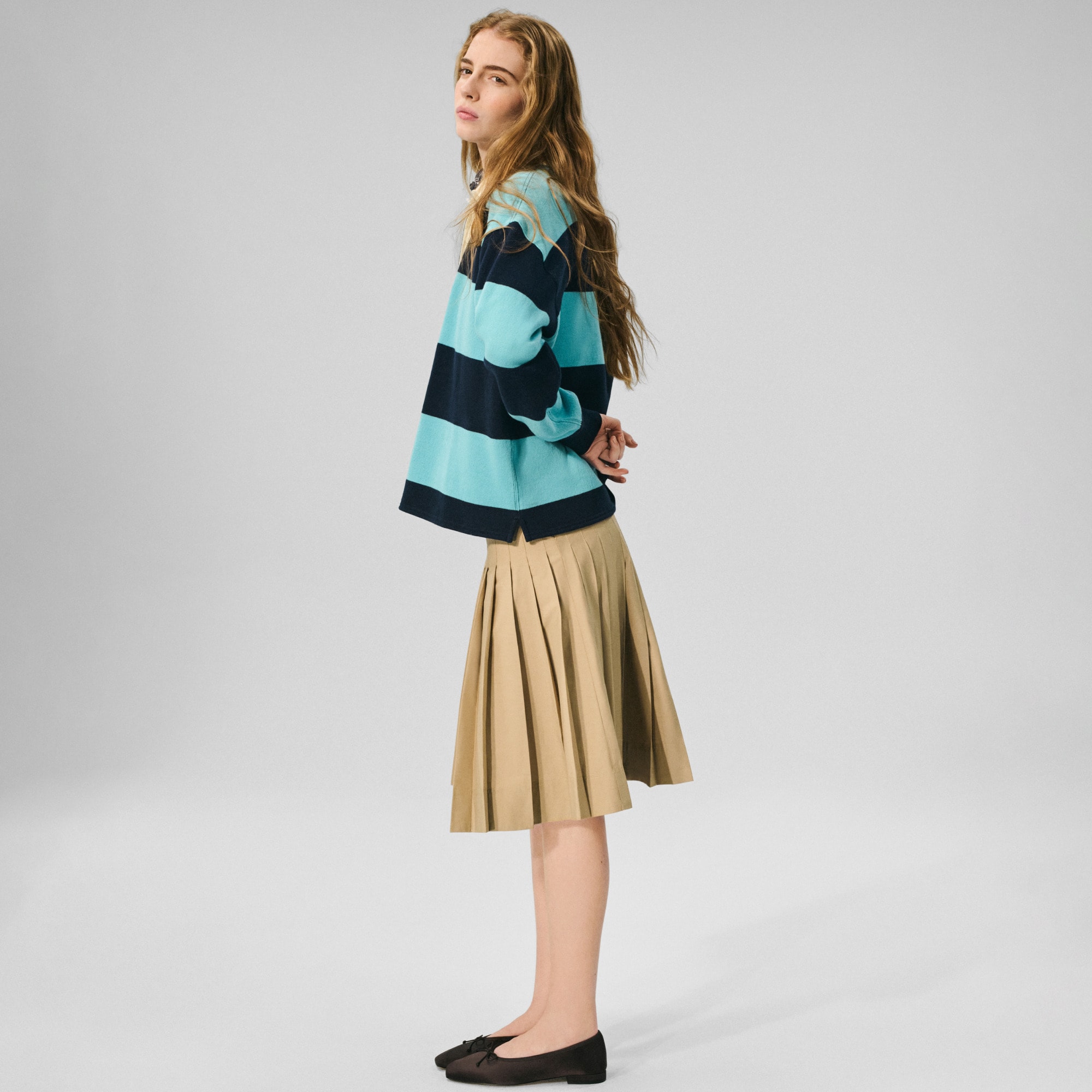 Pleated skirt in cotton poplin