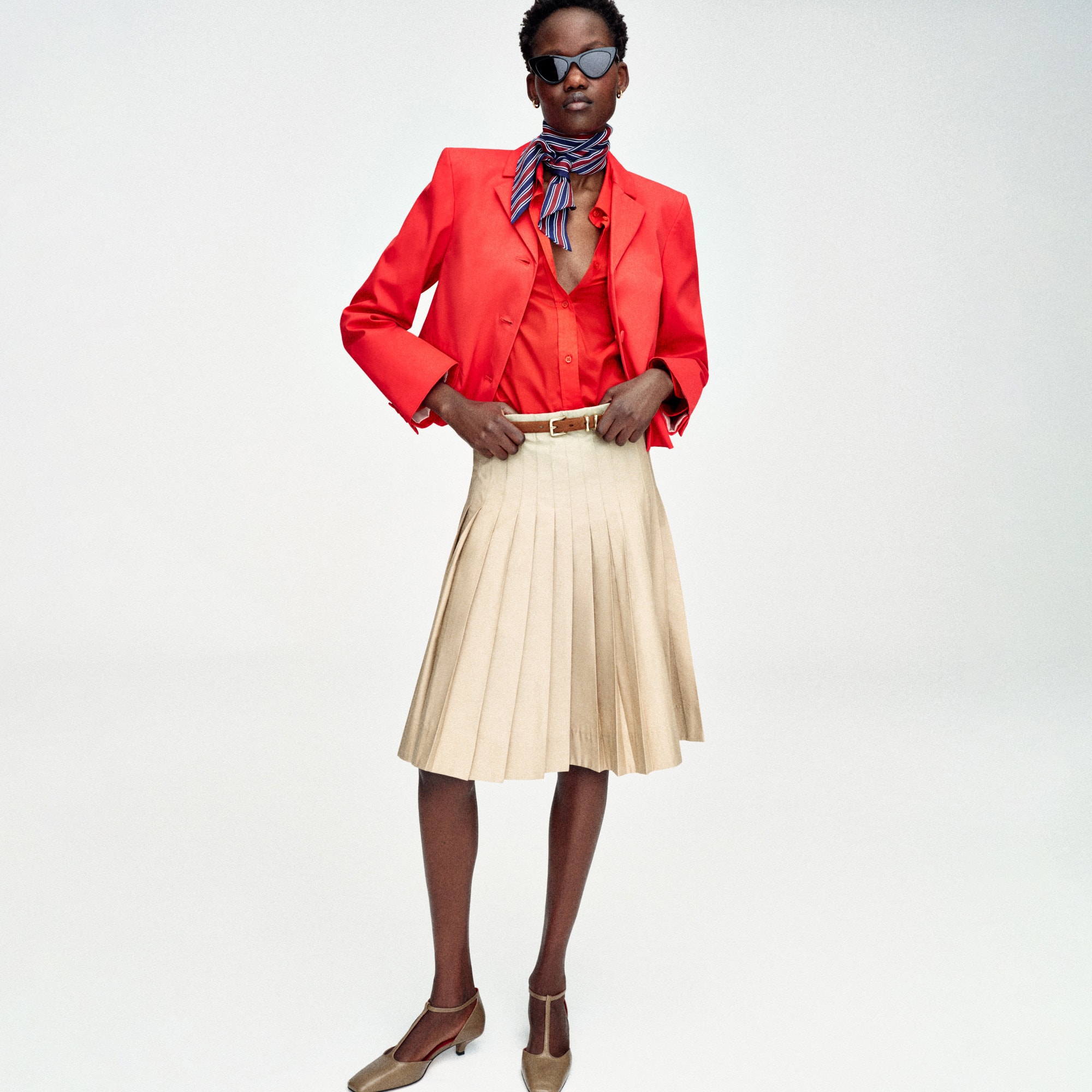 Pleated skirt in cotton poplin