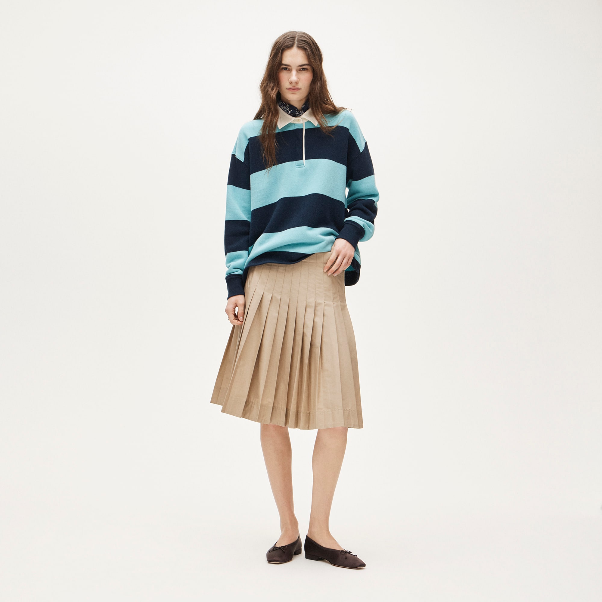 Petite pleated midi skirt in cotton poplin - Other