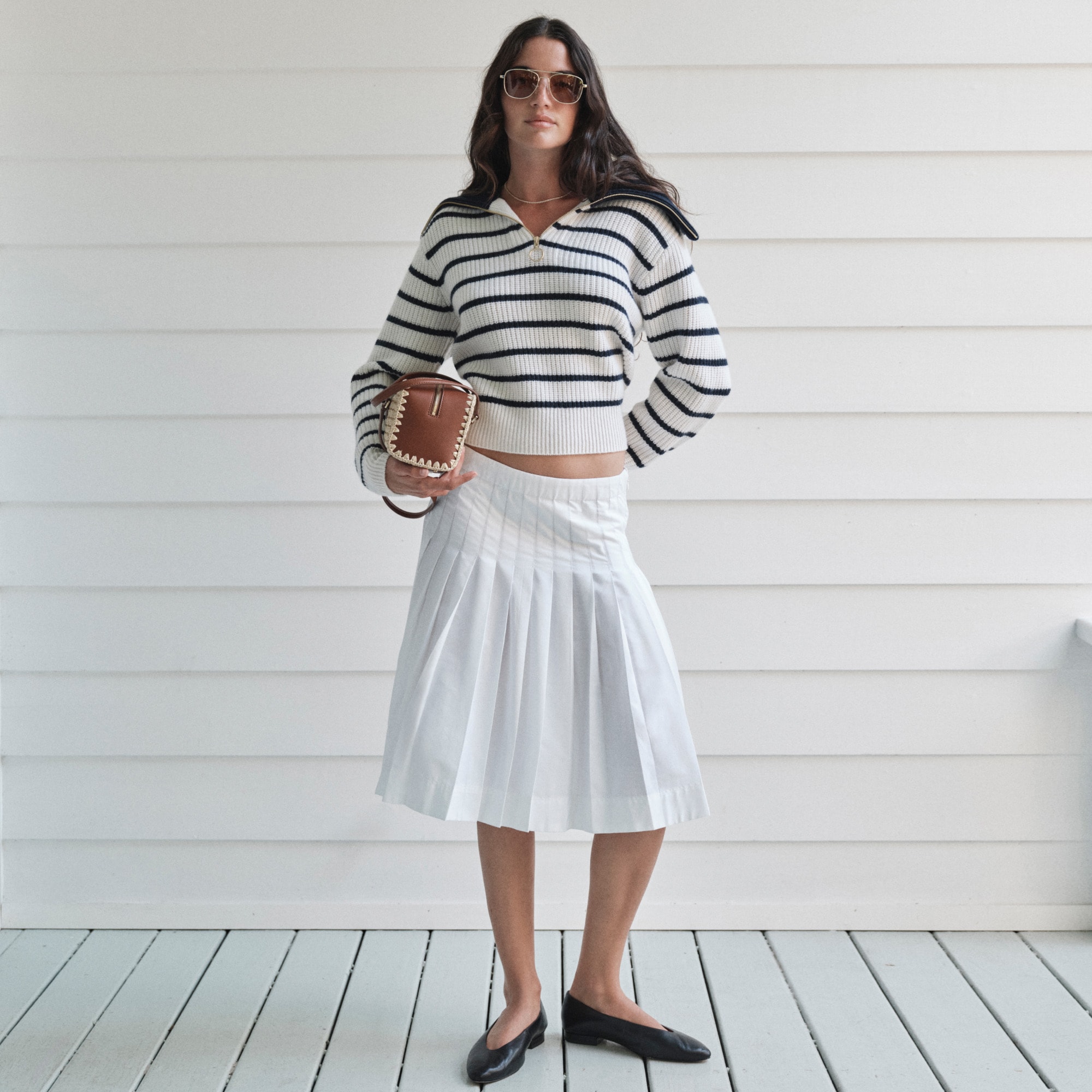 Pleated skirt in cotton poplin