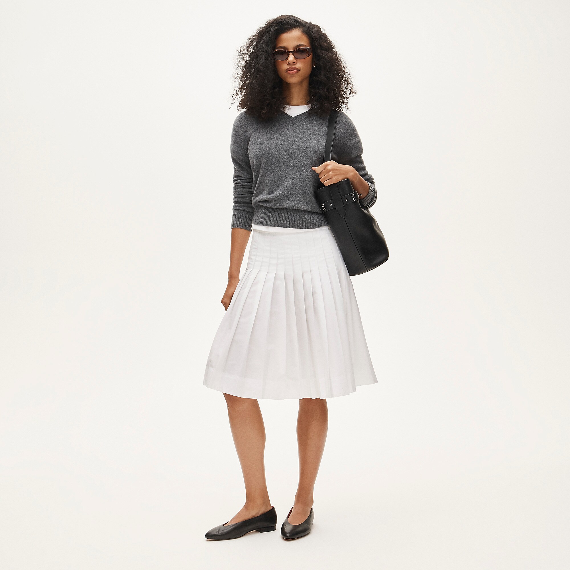 Pleated skirt in cotton poplin