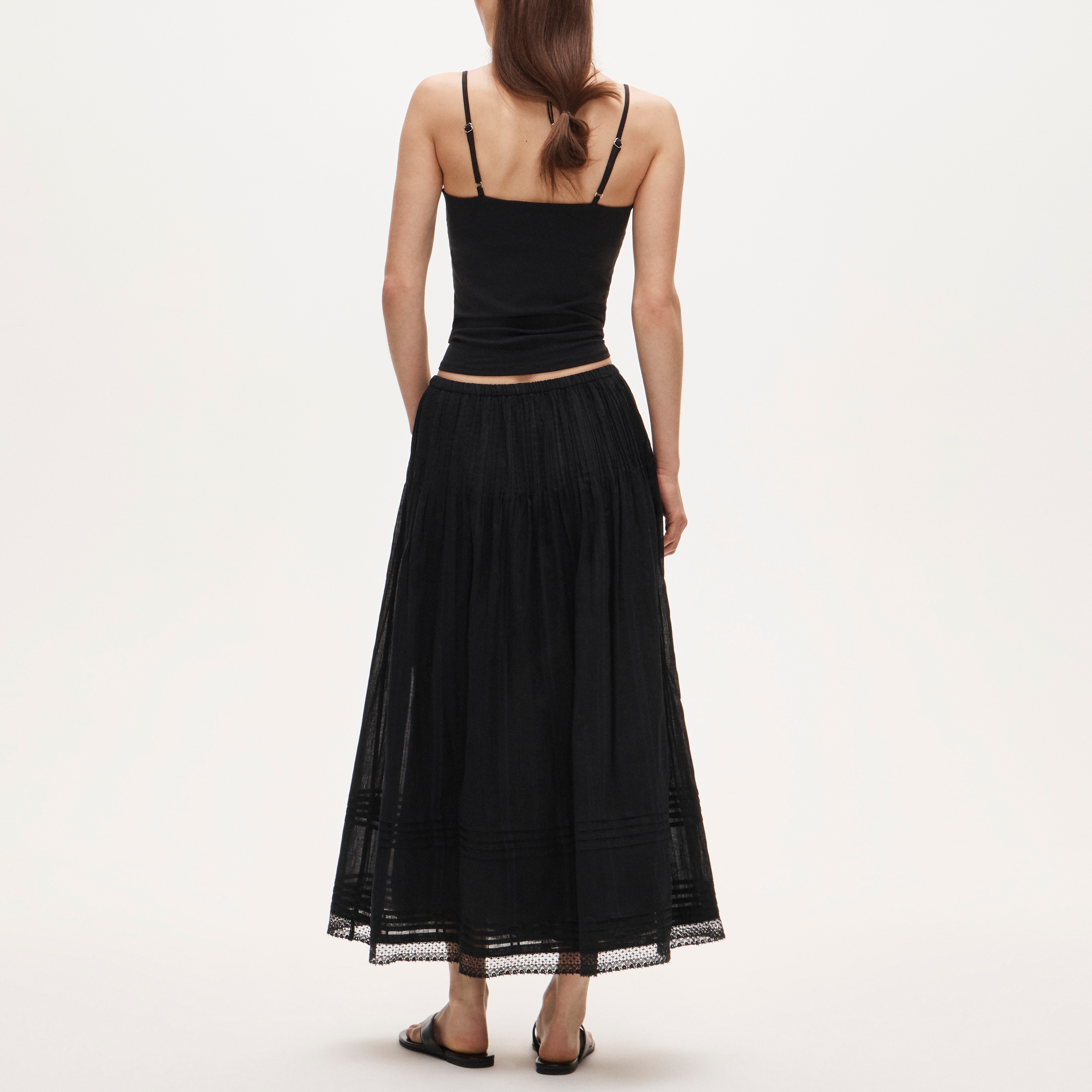 Midi skirt in embroidered dobby
