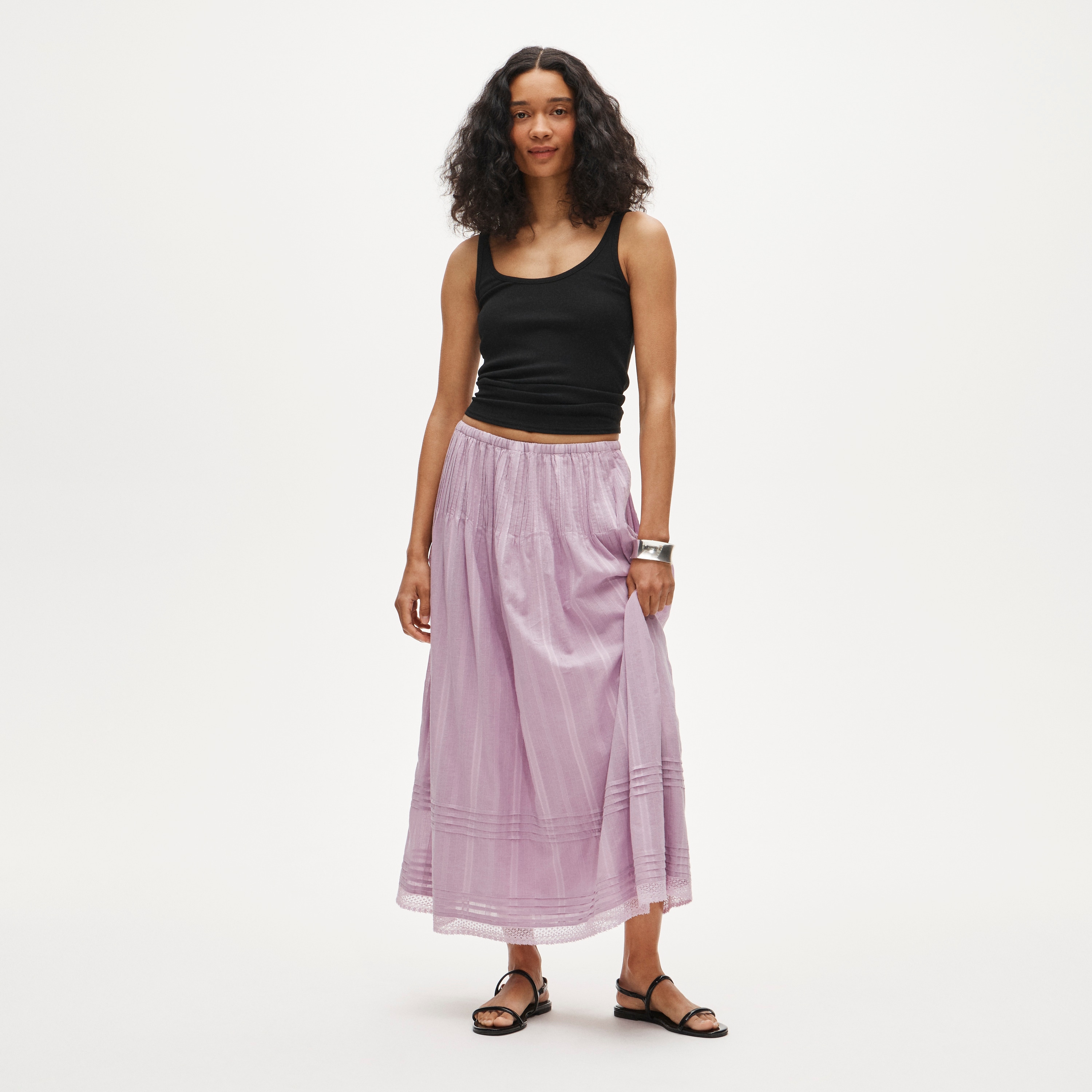 Midi skirt in embroidered dobby - image 2