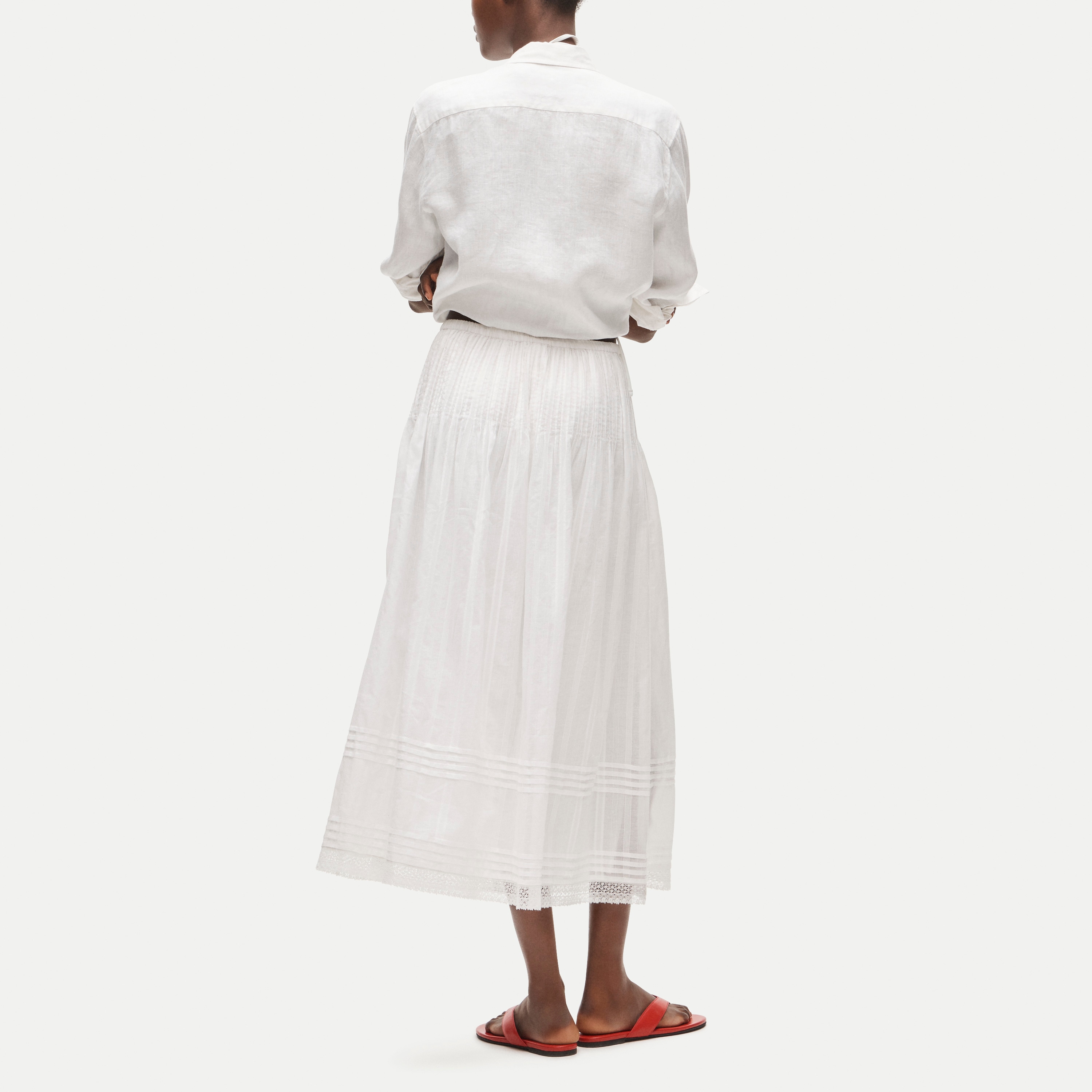 Midi skirt in embroidered dobby