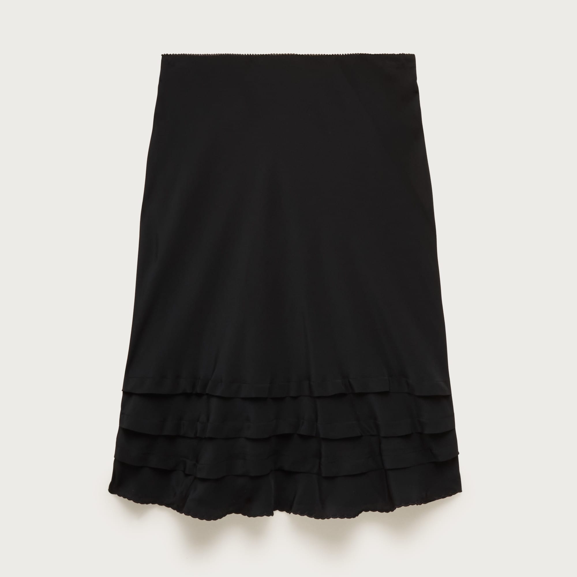  Ruffle-trim slip skirt in crepe de chine