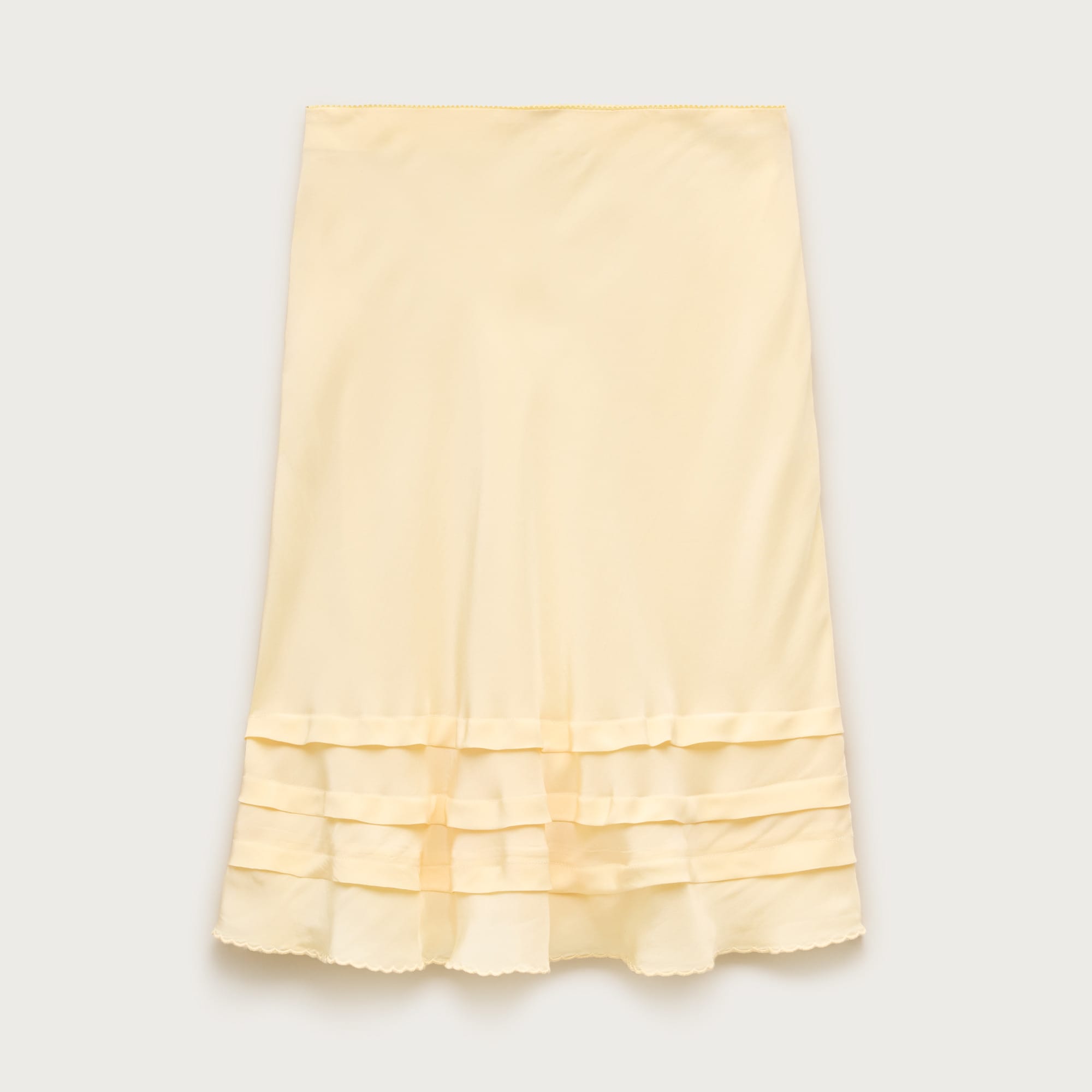 Ruffle-trim slip skirt in crepe de chine