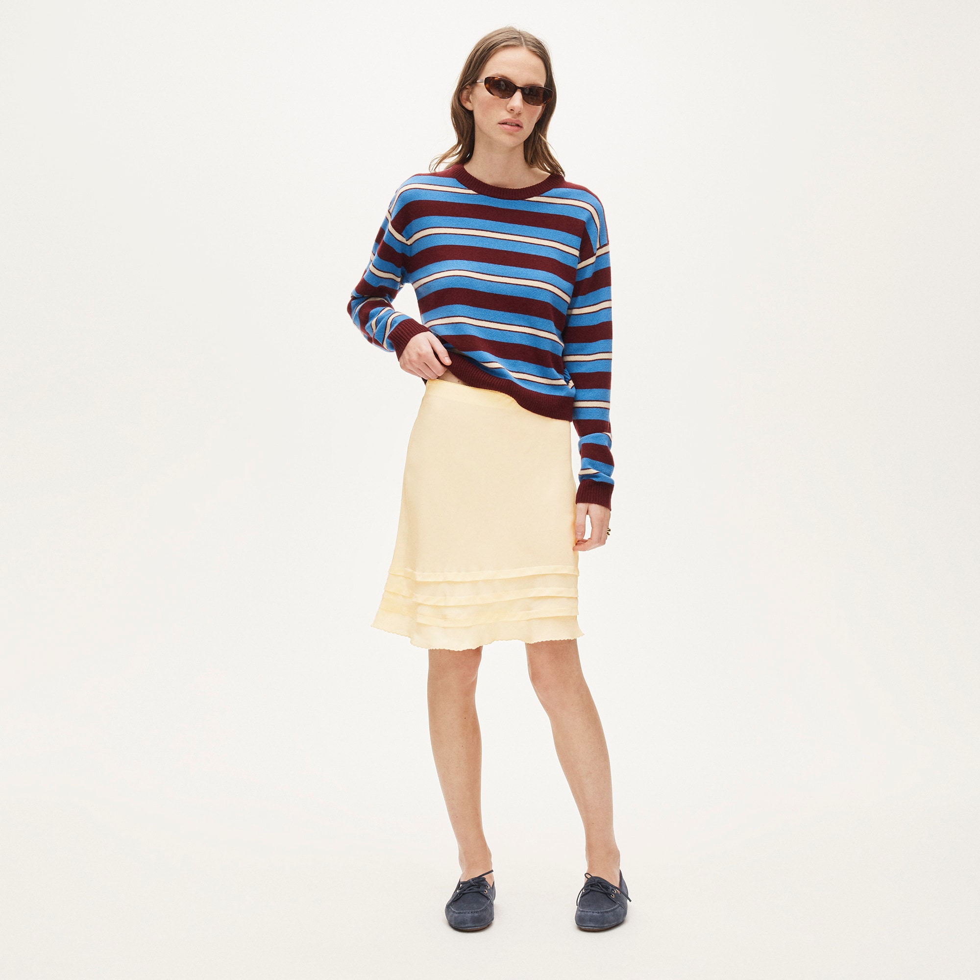 Ruffle-trim slip skirt in crepe de chine - image 3