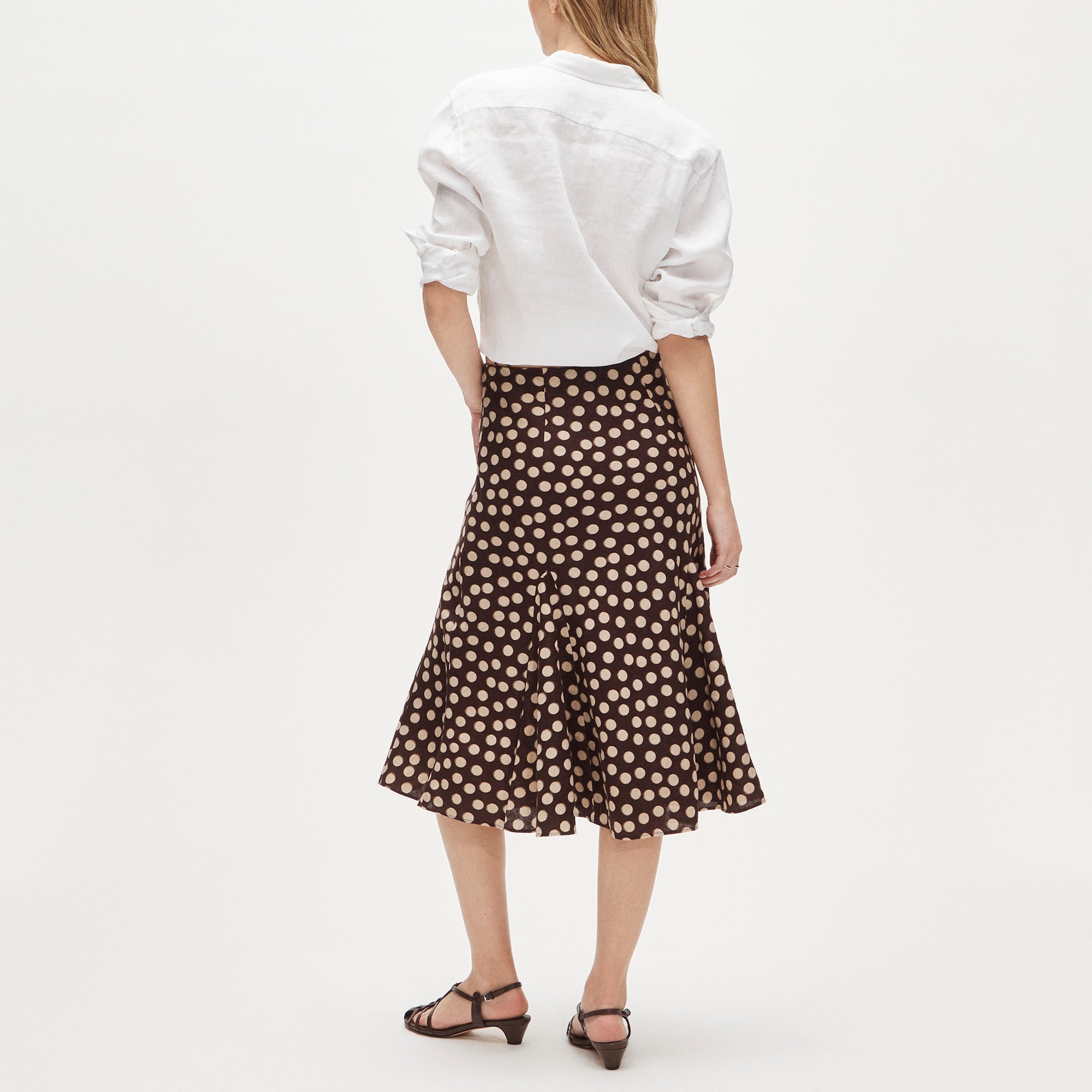 Gwyneth Flounce-hem Slip Skirt In Linen Dot For Women | J.Crew