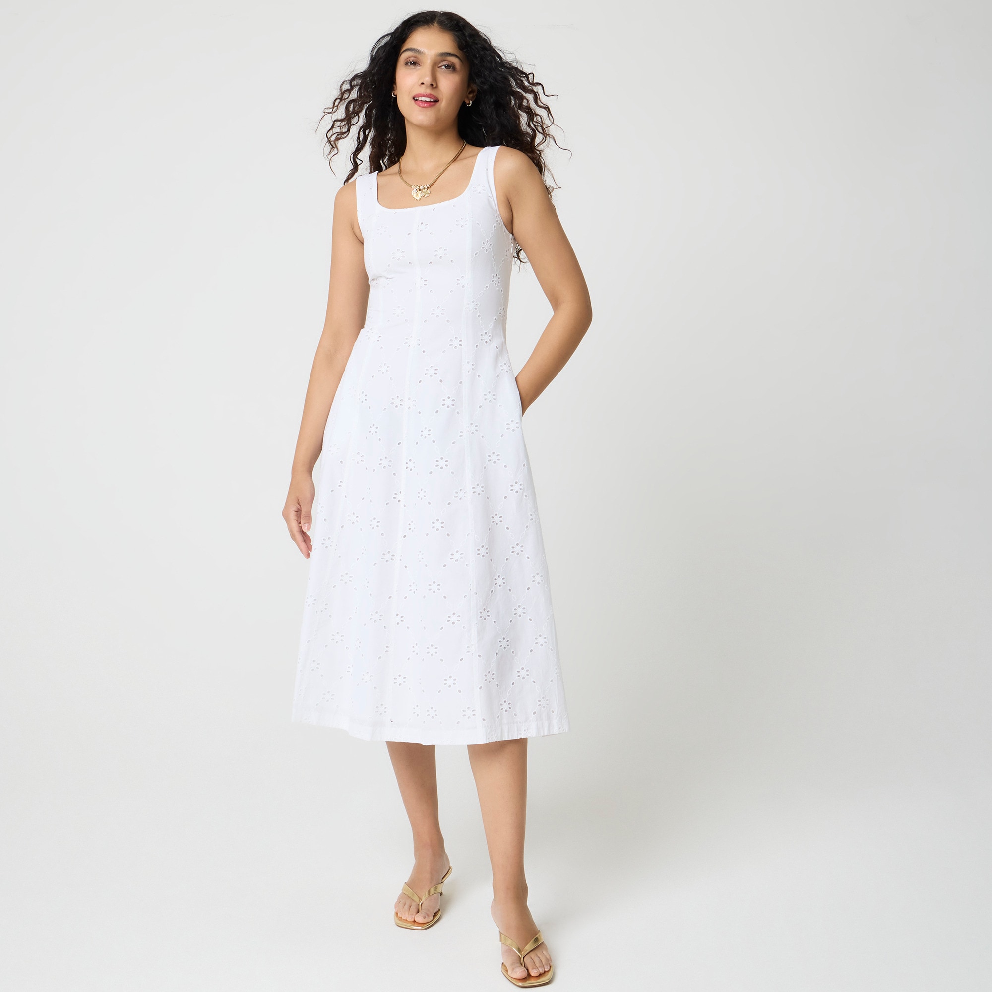  Eyelet embroidered midi dress