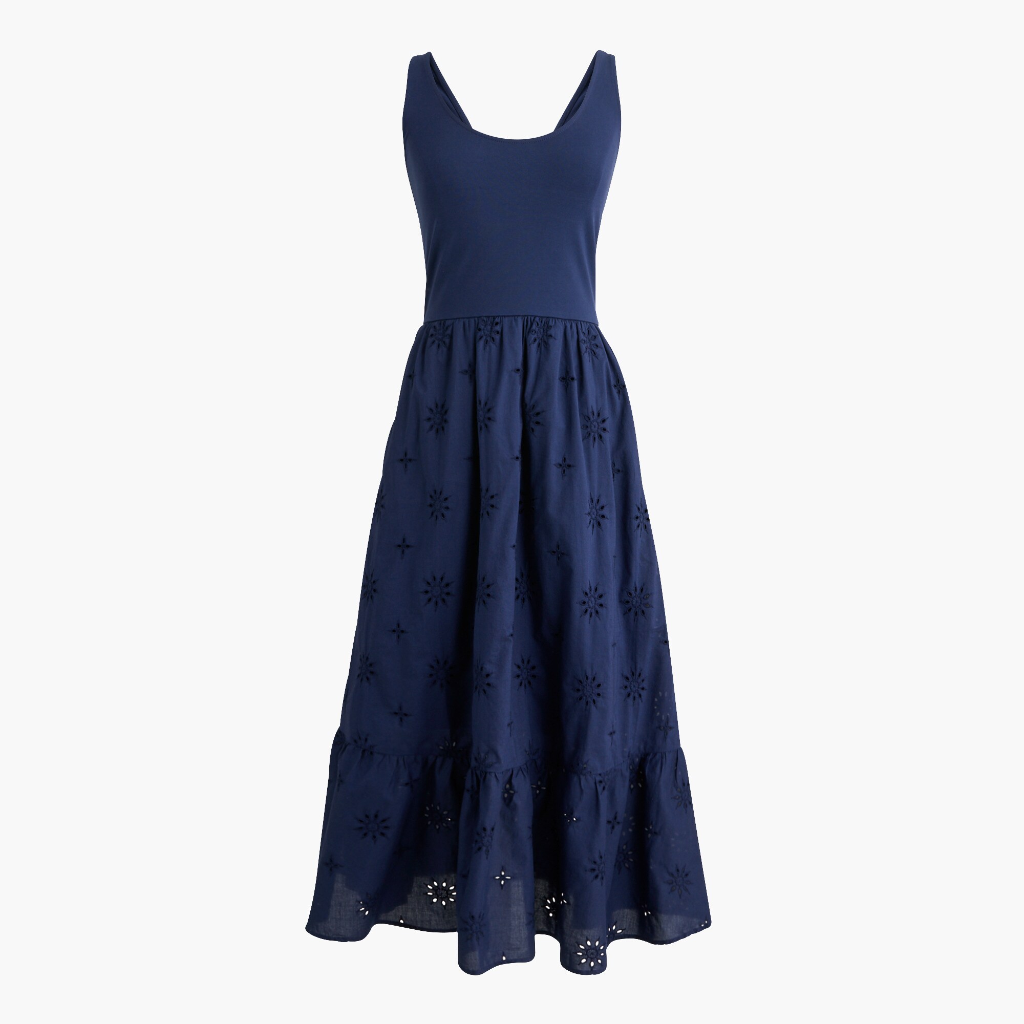 Eyelet Mixed-media Midi Dress For Women | Factory