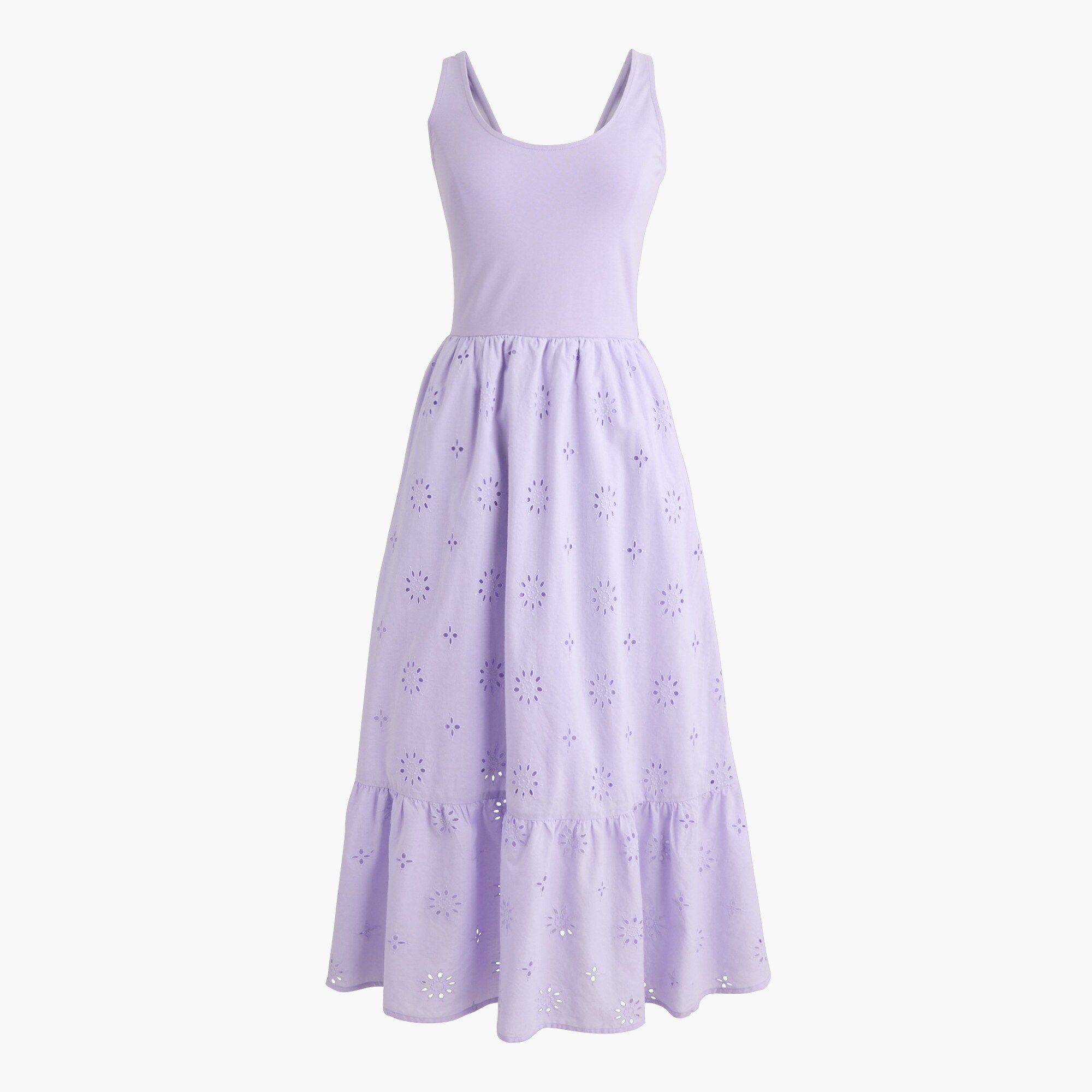 Tall eyelet mixed-media midi dress