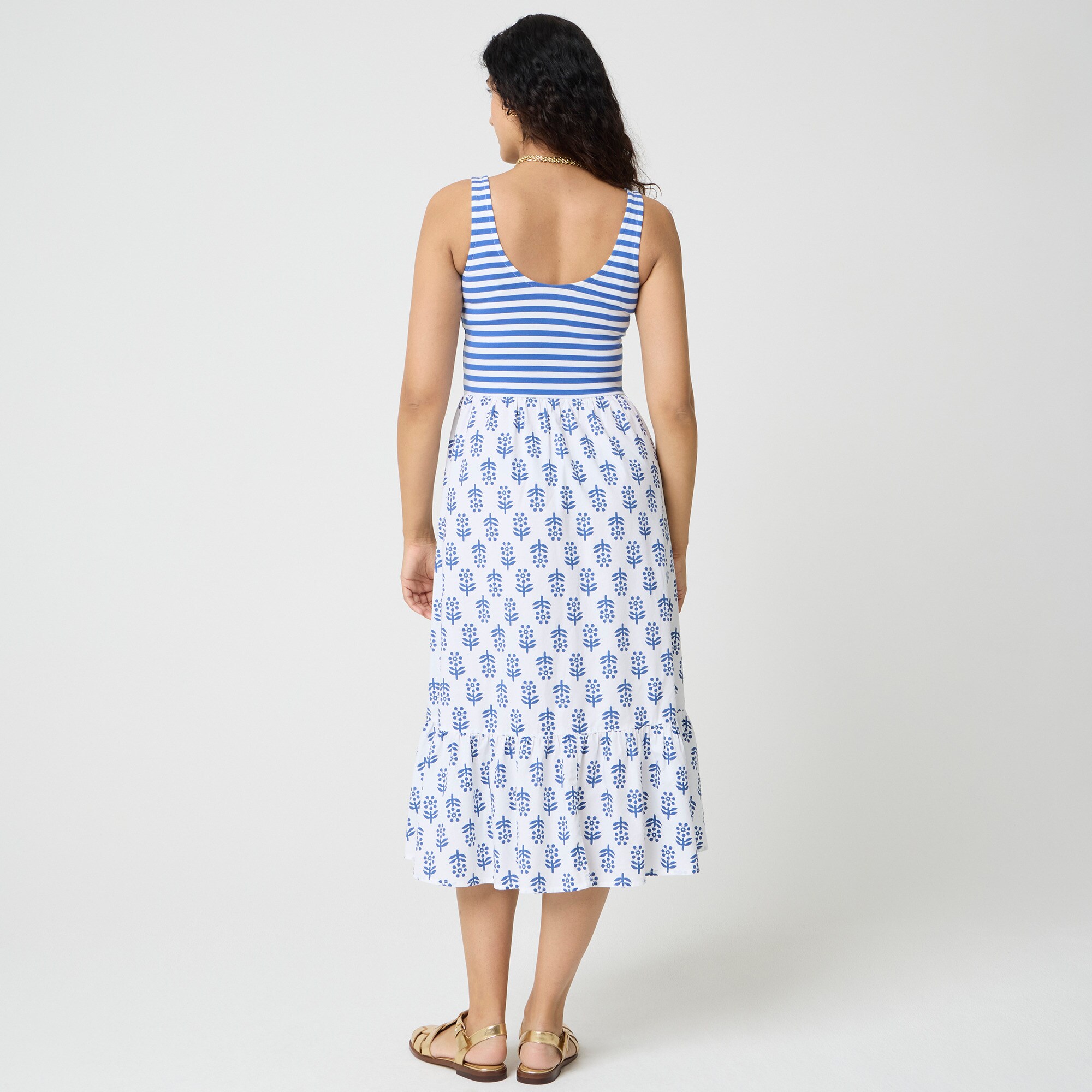 knee length dresses for ladies Corinne Soft Mixed Fabric Tank Dress