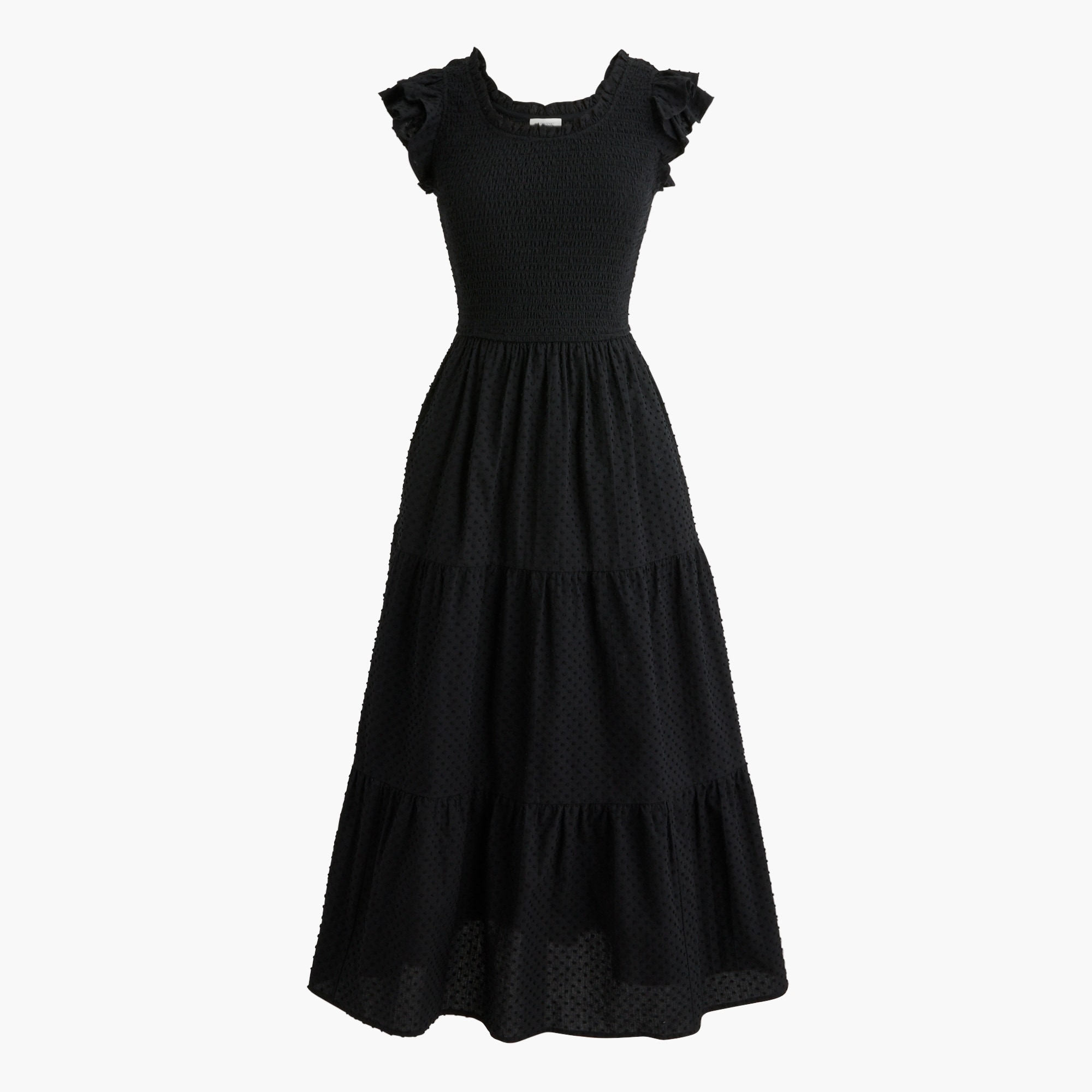 clip dot flutter sleeve midi dress Split Flutter-Sleeve Clip Dot Midi Dress