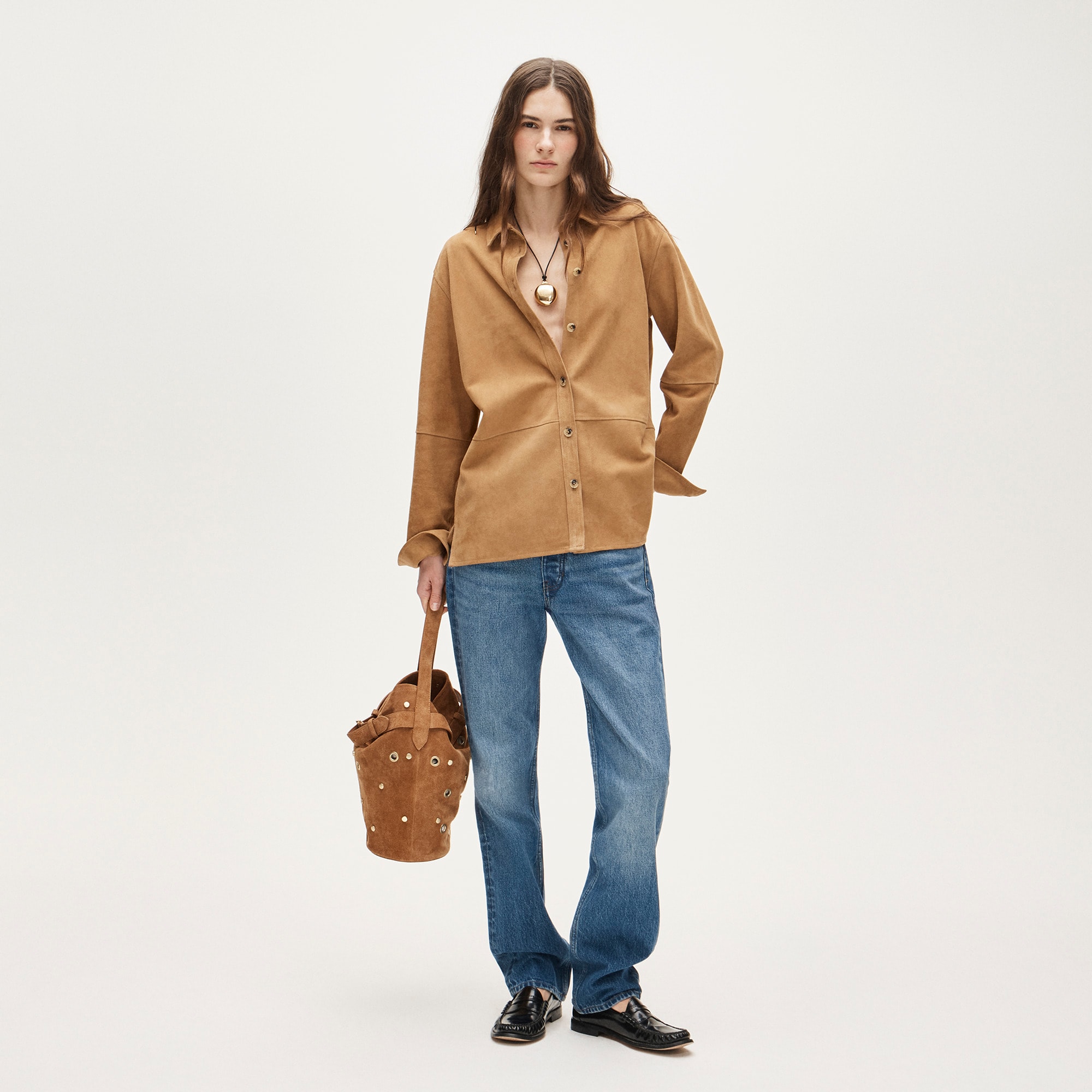 Oversized suede shirt