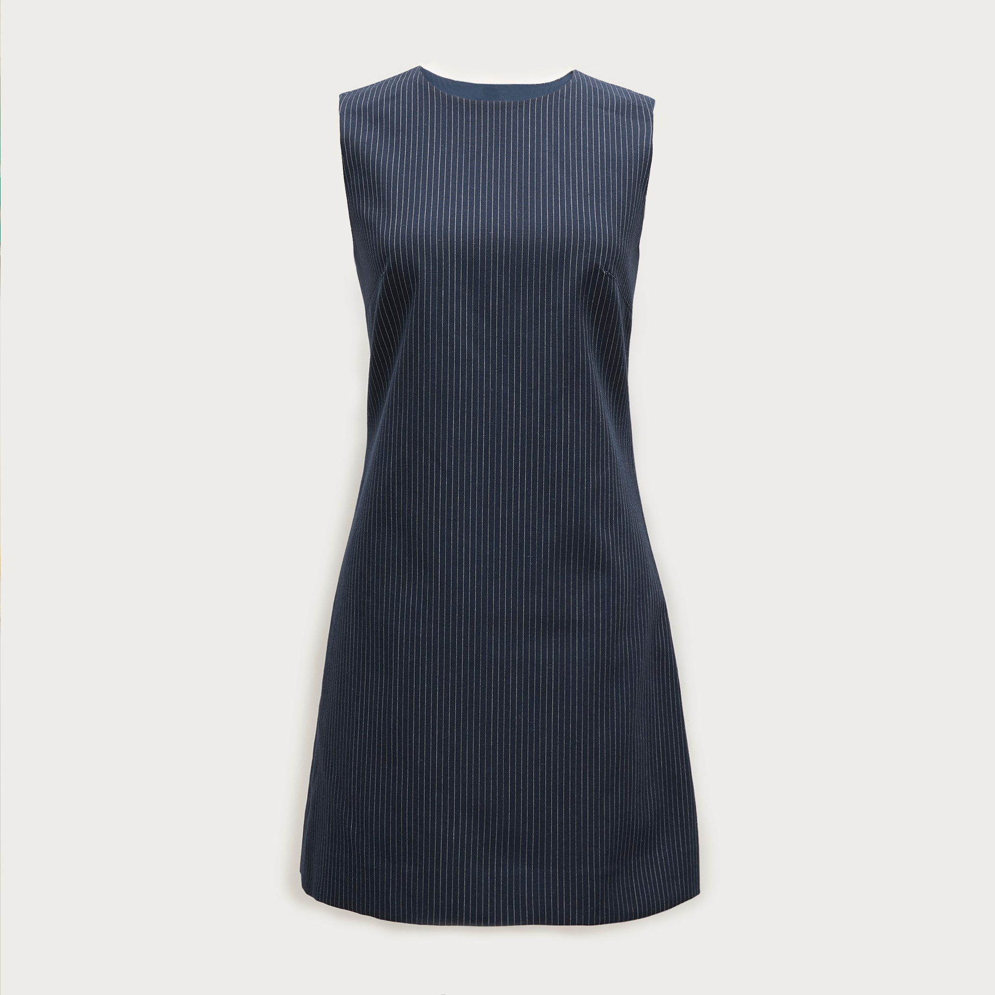 Mini shift dress in pinstriped wool blend
