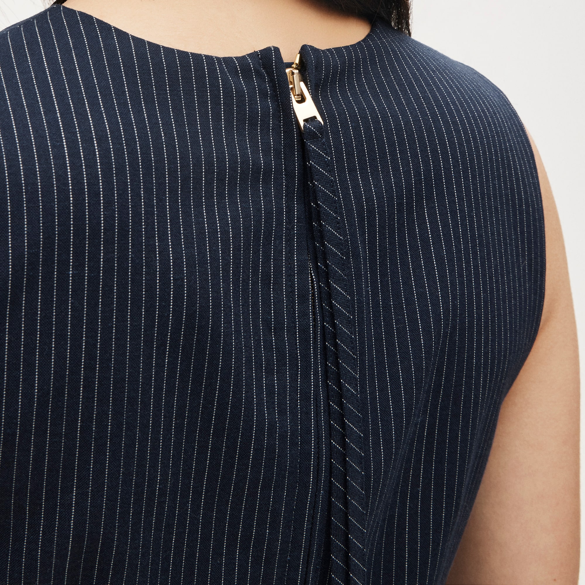 Mini shift dress in pinstriped wool blend