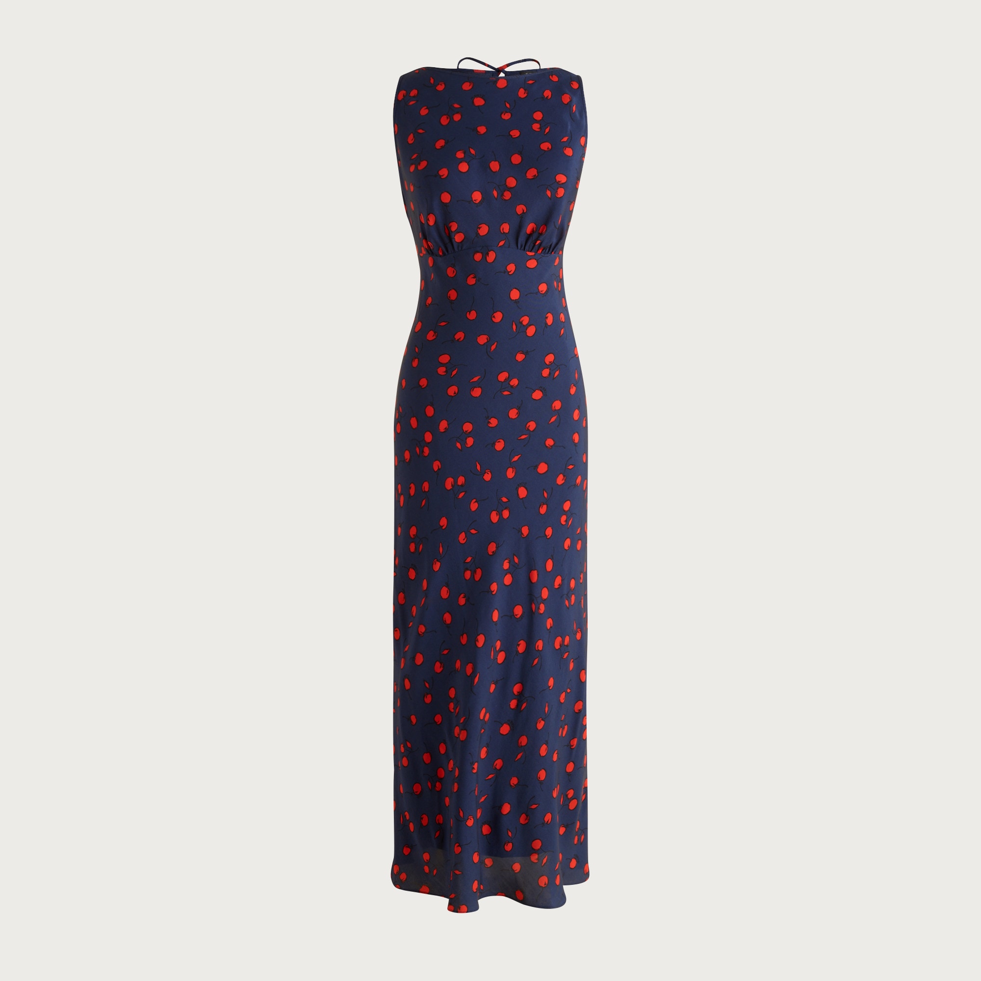 Bias-cut slip dress in cherry print
