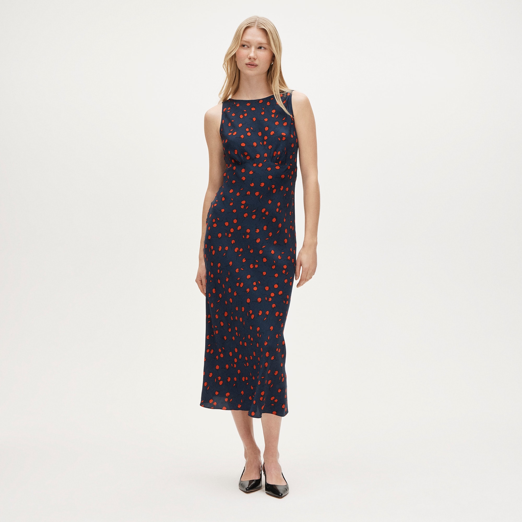 womens Bias-cut slip dress in cherry print