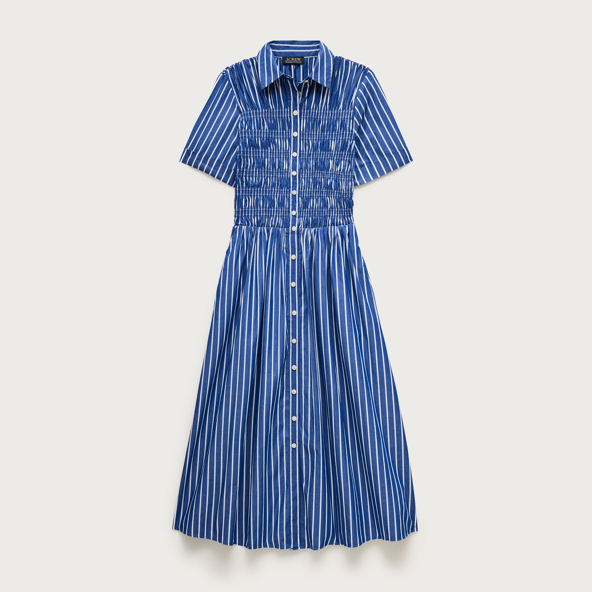 Elsie shirt-dress in striped cotton poplin